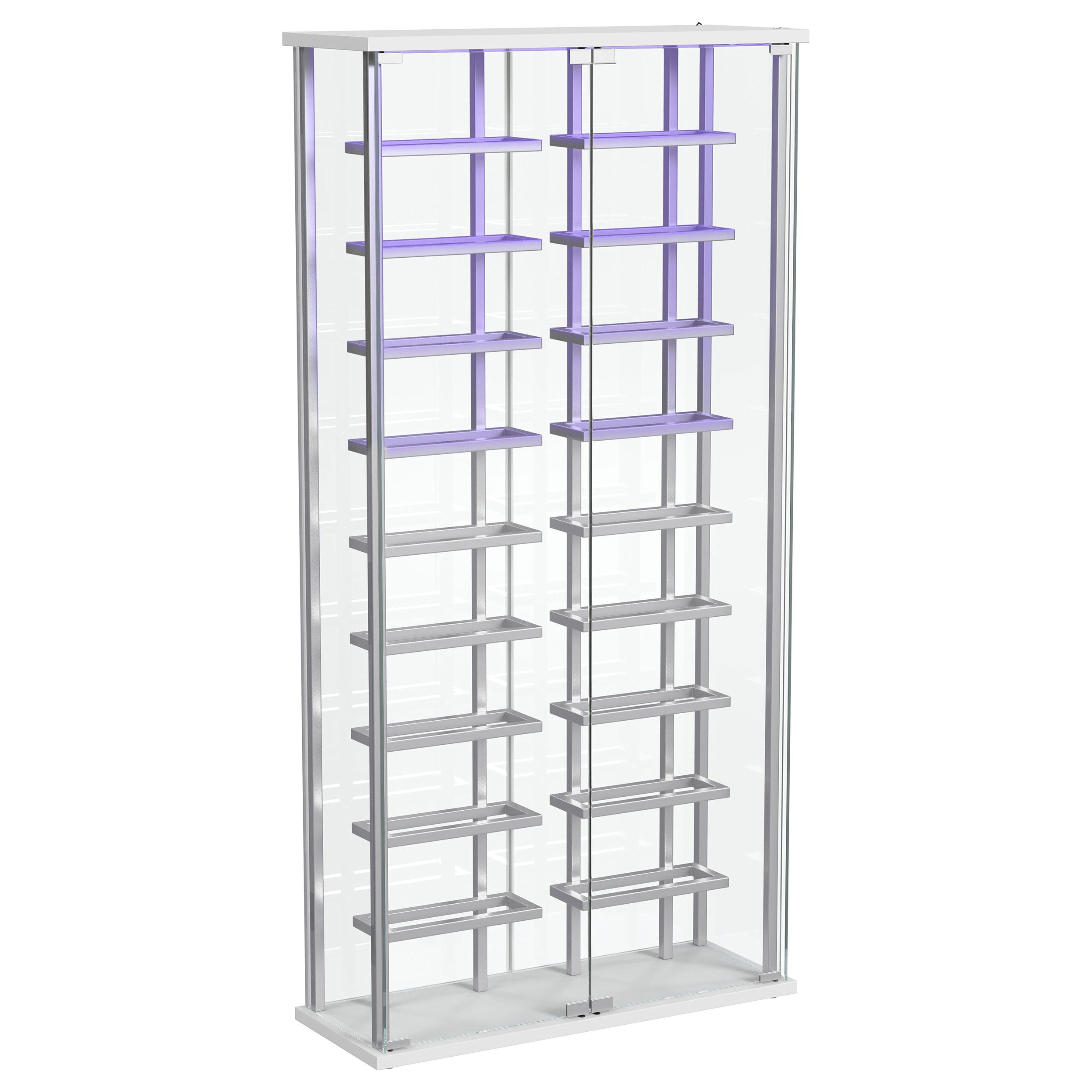 Montara Tempered Glass Wine Storage LED Curio Cabinet Chrome-