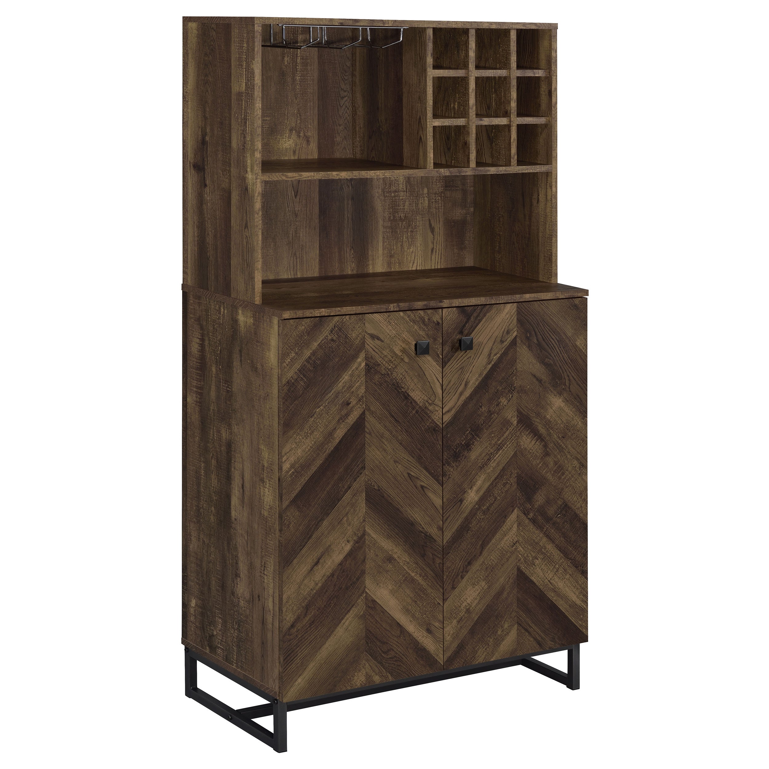 Mendoza 2-door Home Bar Cabinet Wine Storage Rustic Oak-CoasterEveryday
