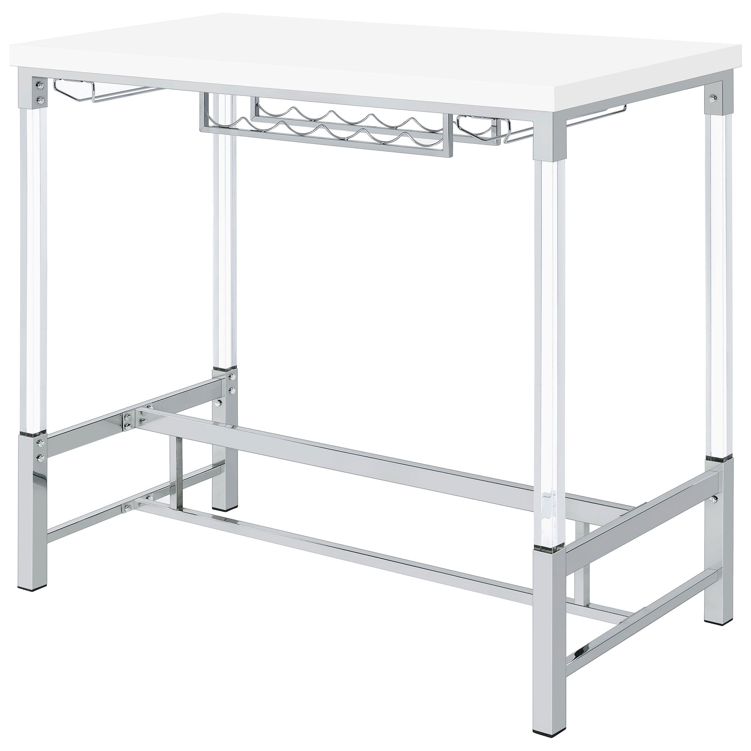 Norcrest 47-inch Acrylic Leg Bar Table White High Gloss-