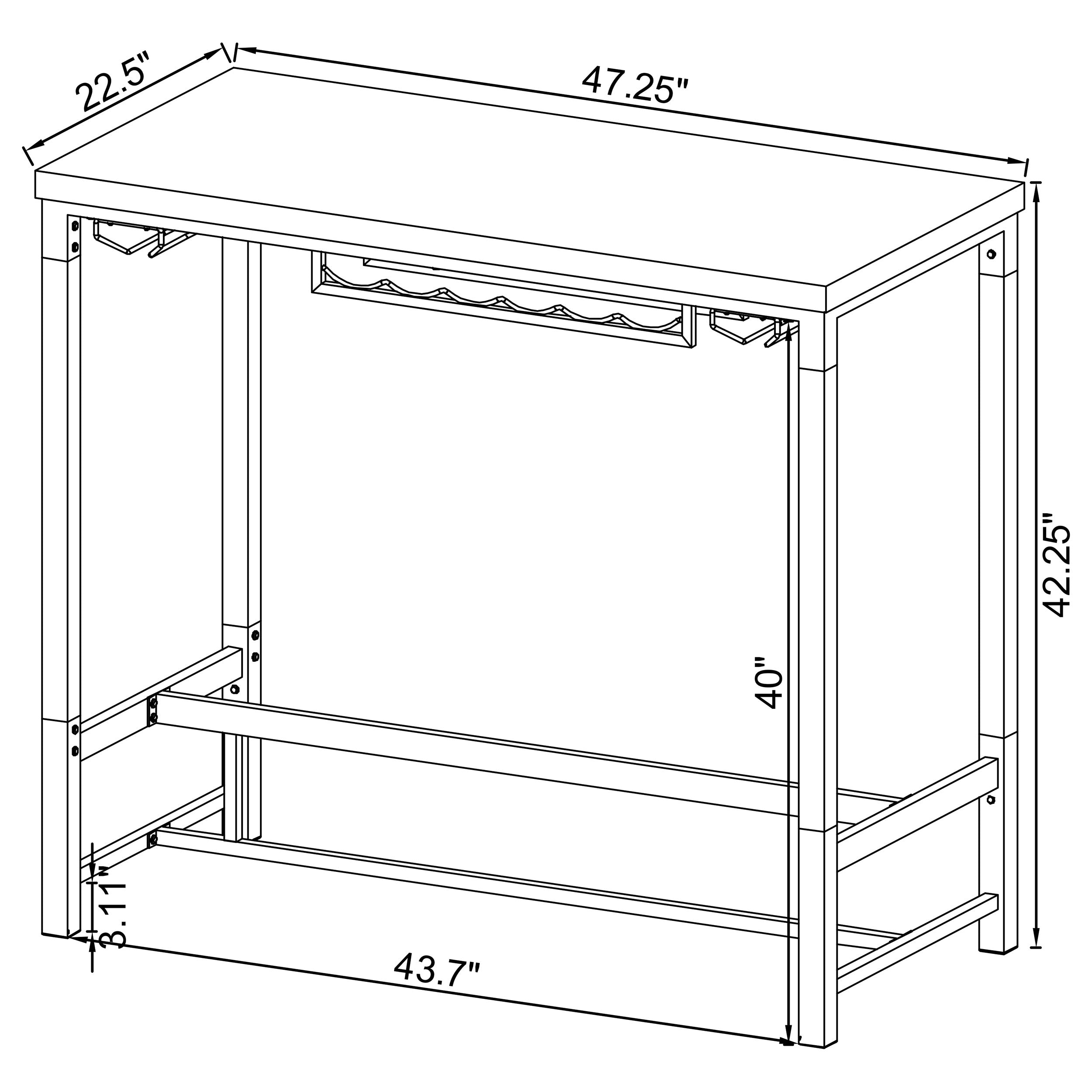 Norcrest 47-inch Acrylic Leg Bar Table White High Gloss-