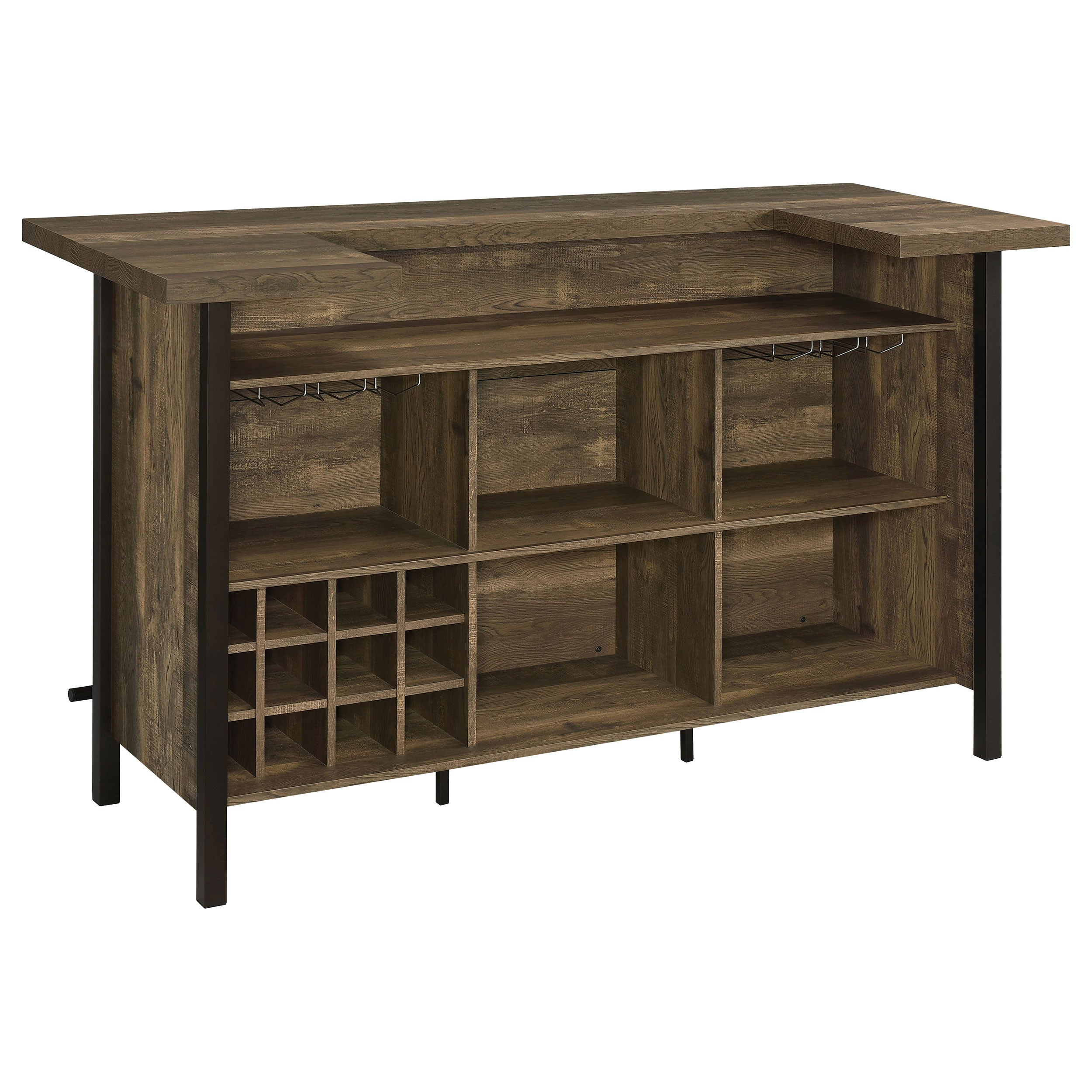 Bellemore Freestanding Home Bar Wine Cabinet Rustic Oak-CoasterEssence