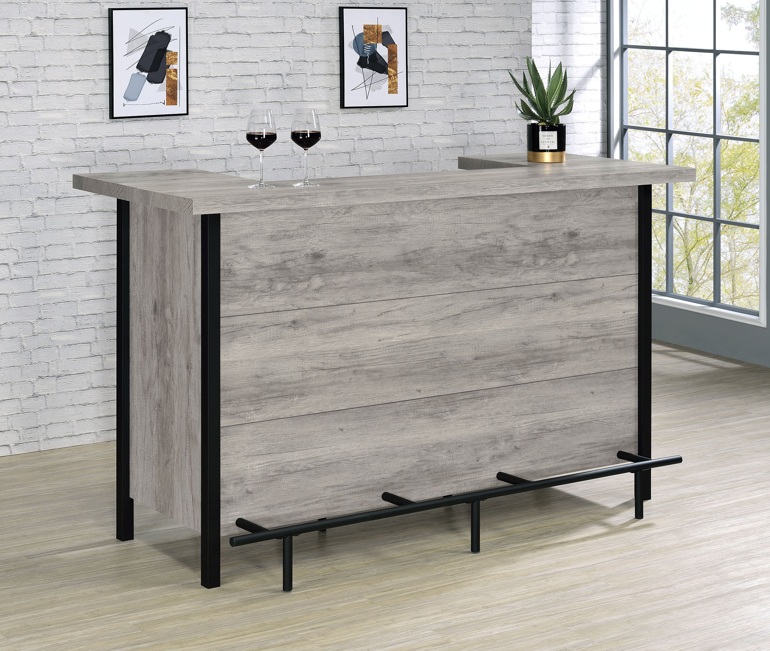 Bellemore Freestanding Home Bar Wine Cabinet Grey Driftwood-CoasterEssence