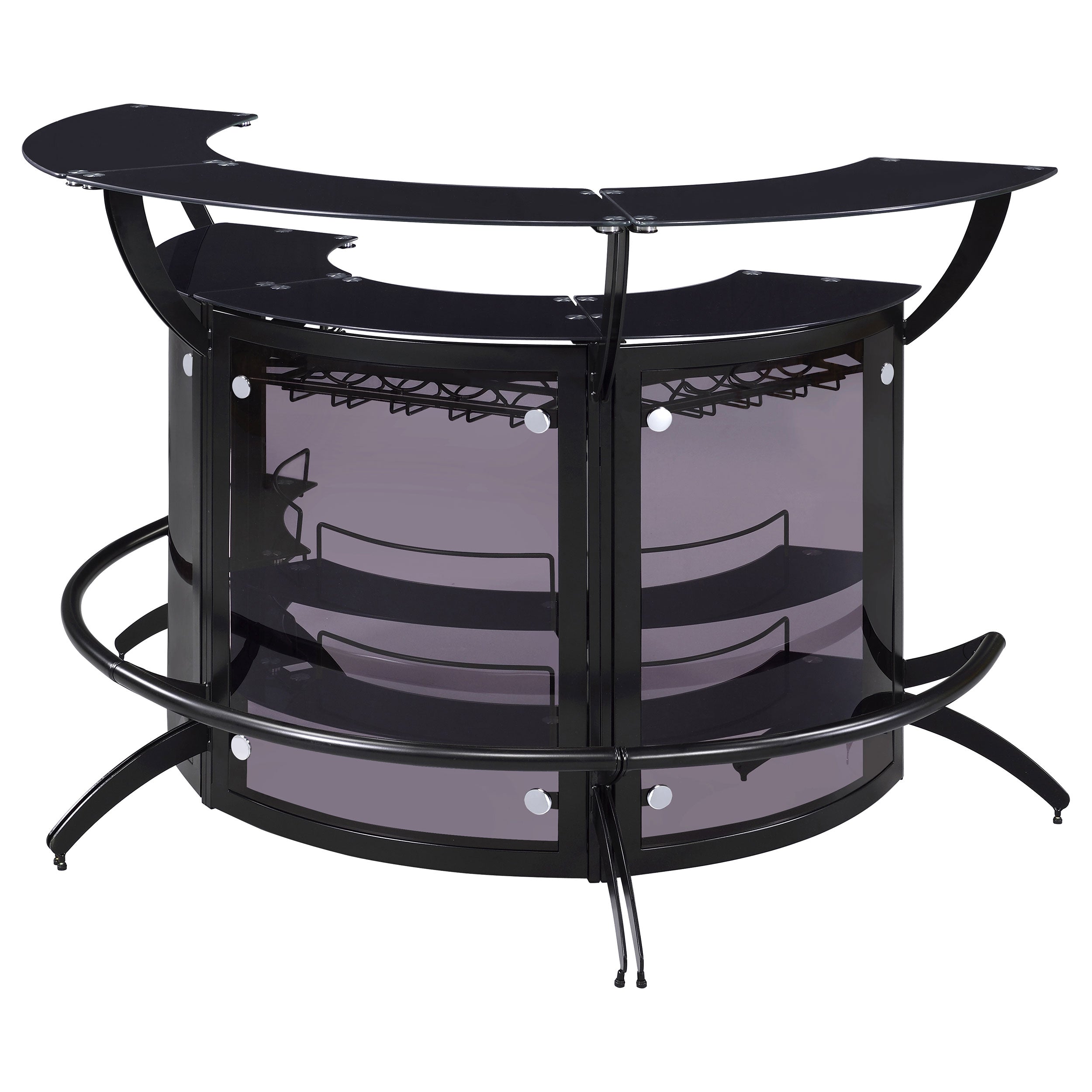 Dallas 3-piece Curved Freestanding Home Bar Cabinet Black-CoasterEssence