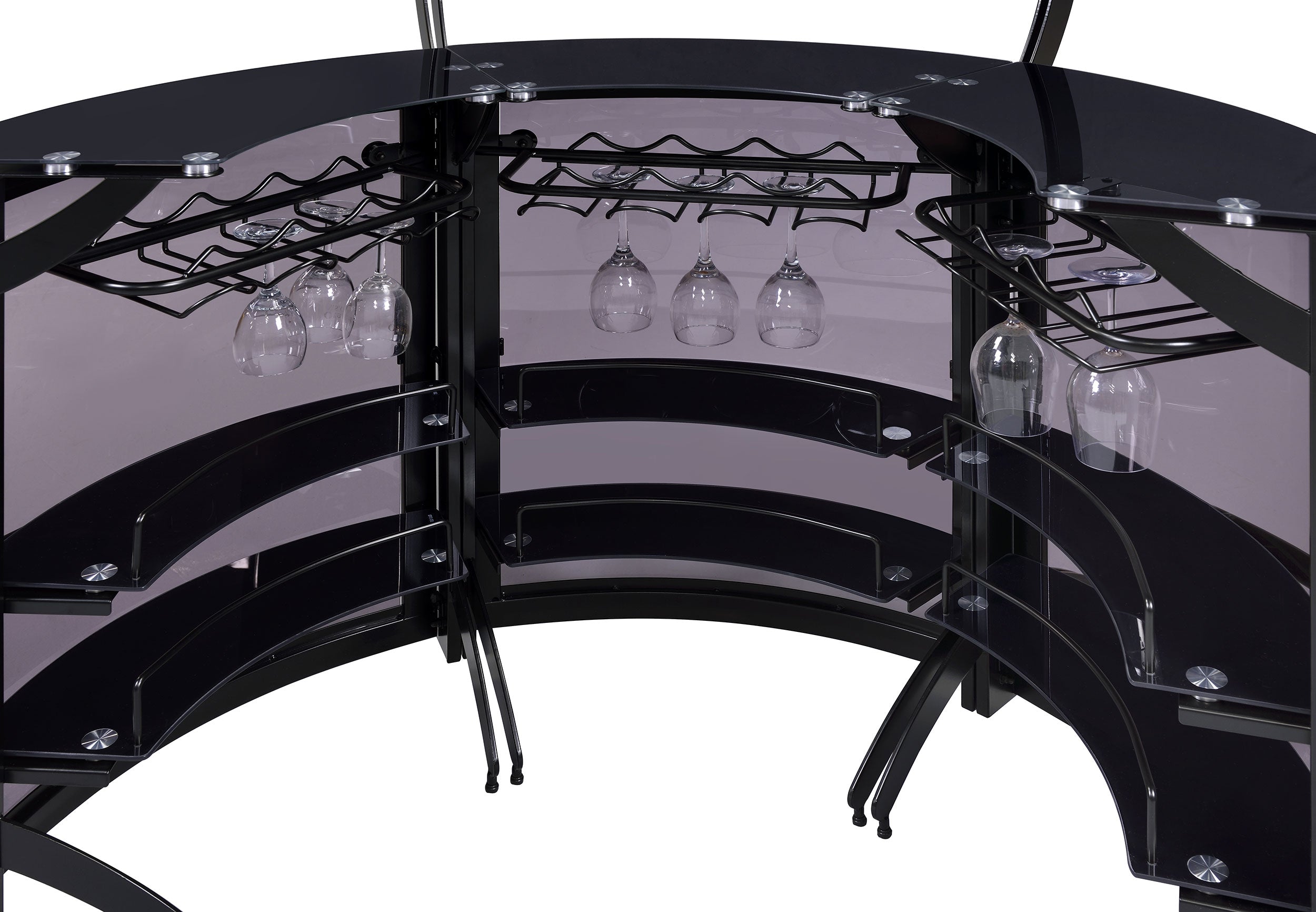 Dallas 3-piece Curved Freestanding Home Bar Cabinet Black-CoasterEssence