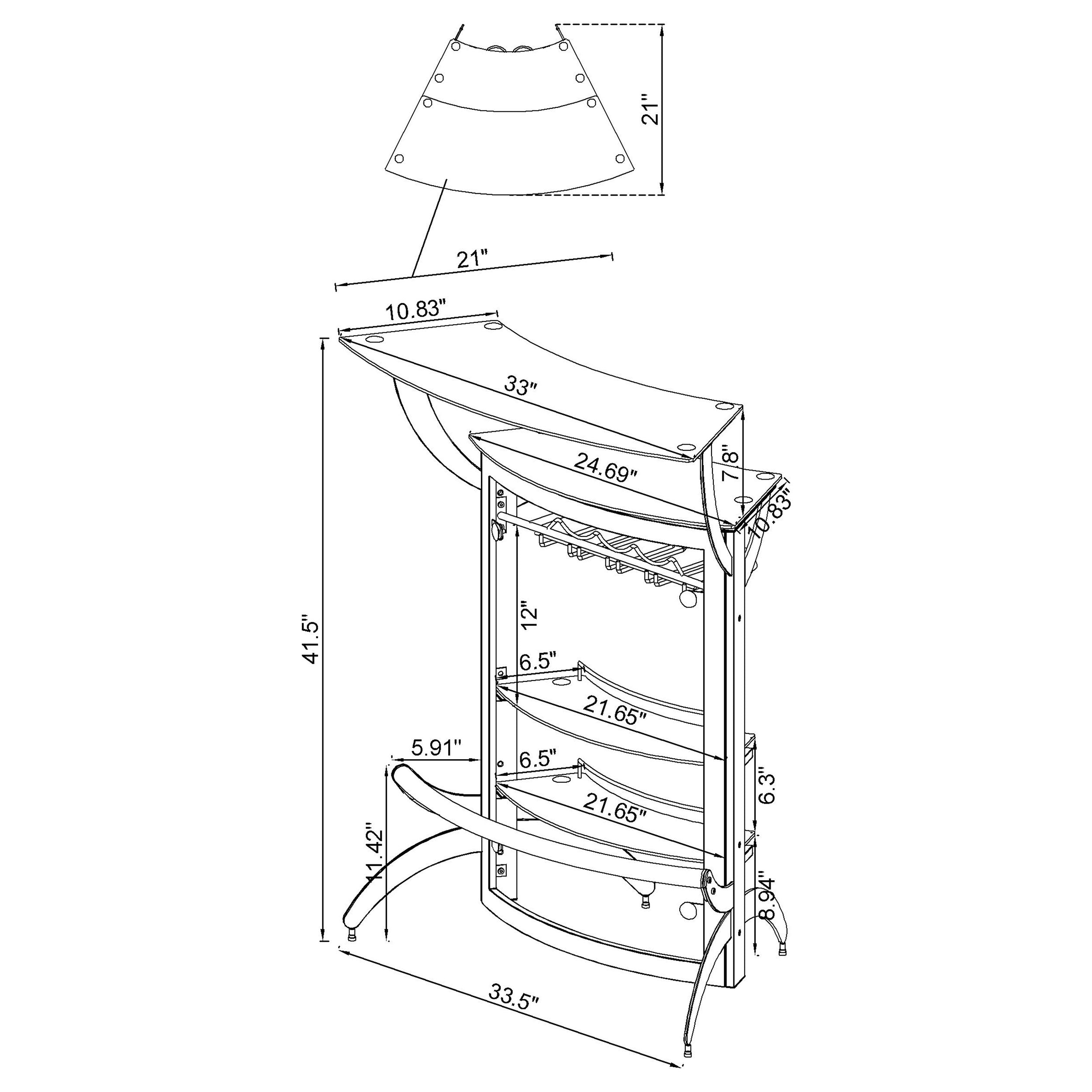 Dallas 2-shelf Curved Freestanding Home Bar Cabinet Black-CoasterEssence