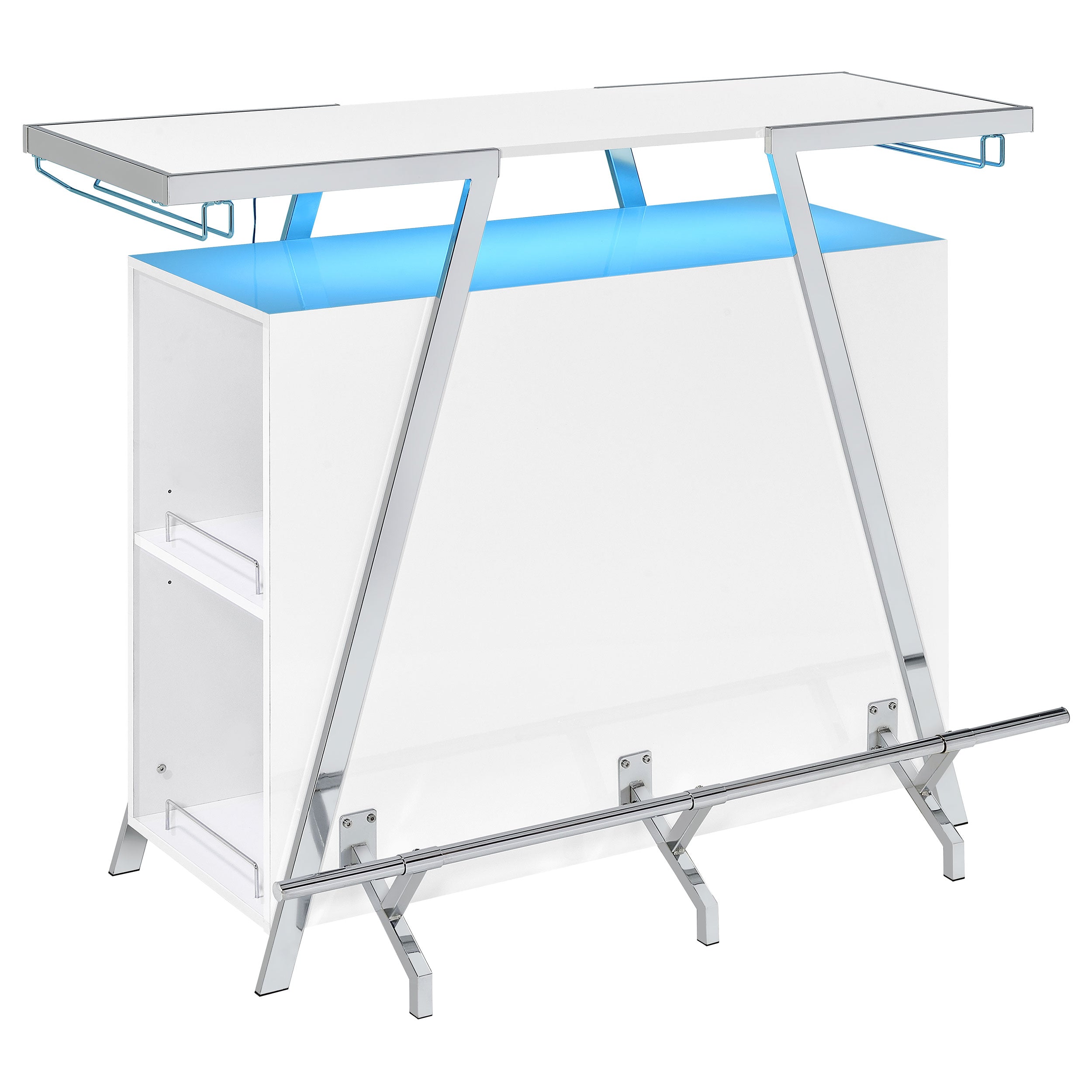 Araceli Freestanding LED Home Bar Cabinet White High Gloss-