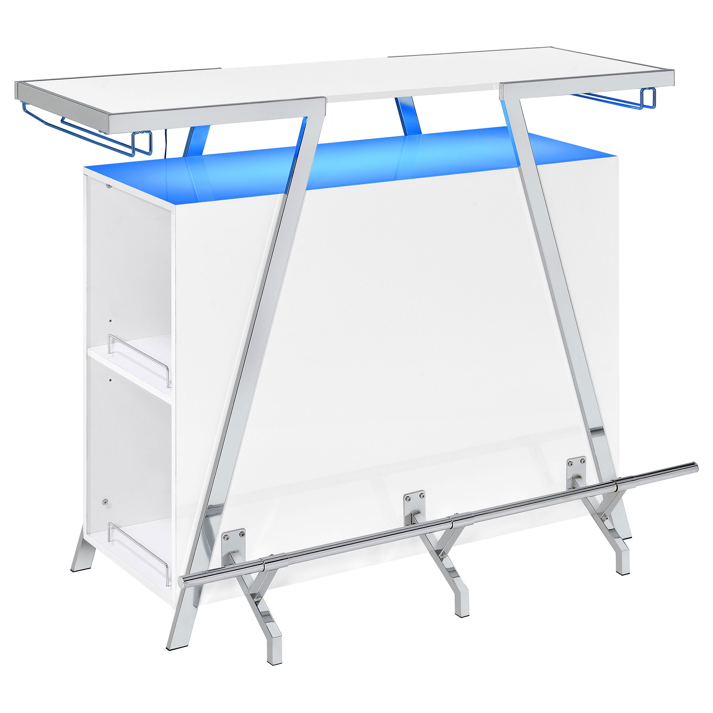 Araceli Freestanding LED Home Bar Cabinet White High Gloss-