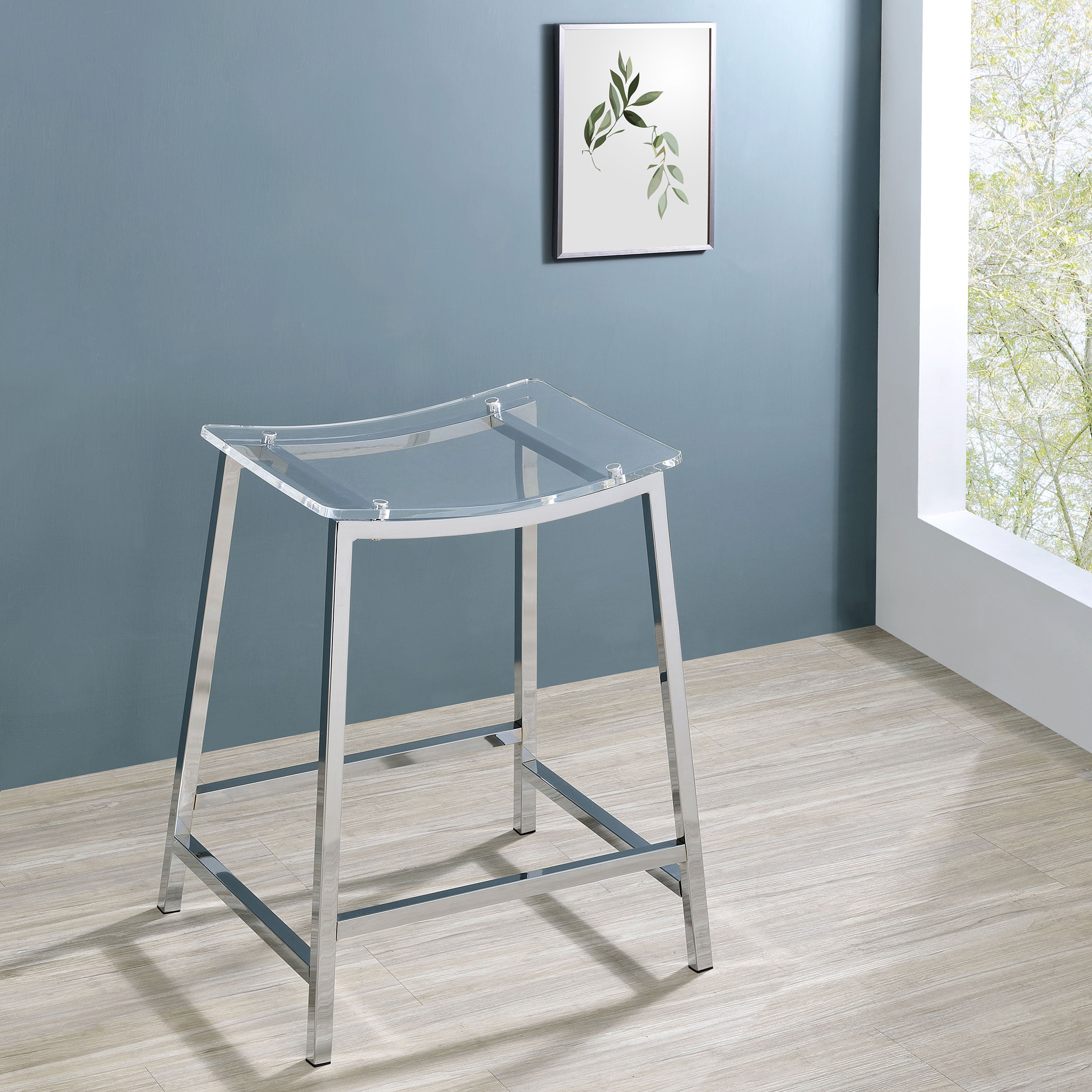 Jovani Acrylic Backless Counter Stool Chrome (Set of 2)-