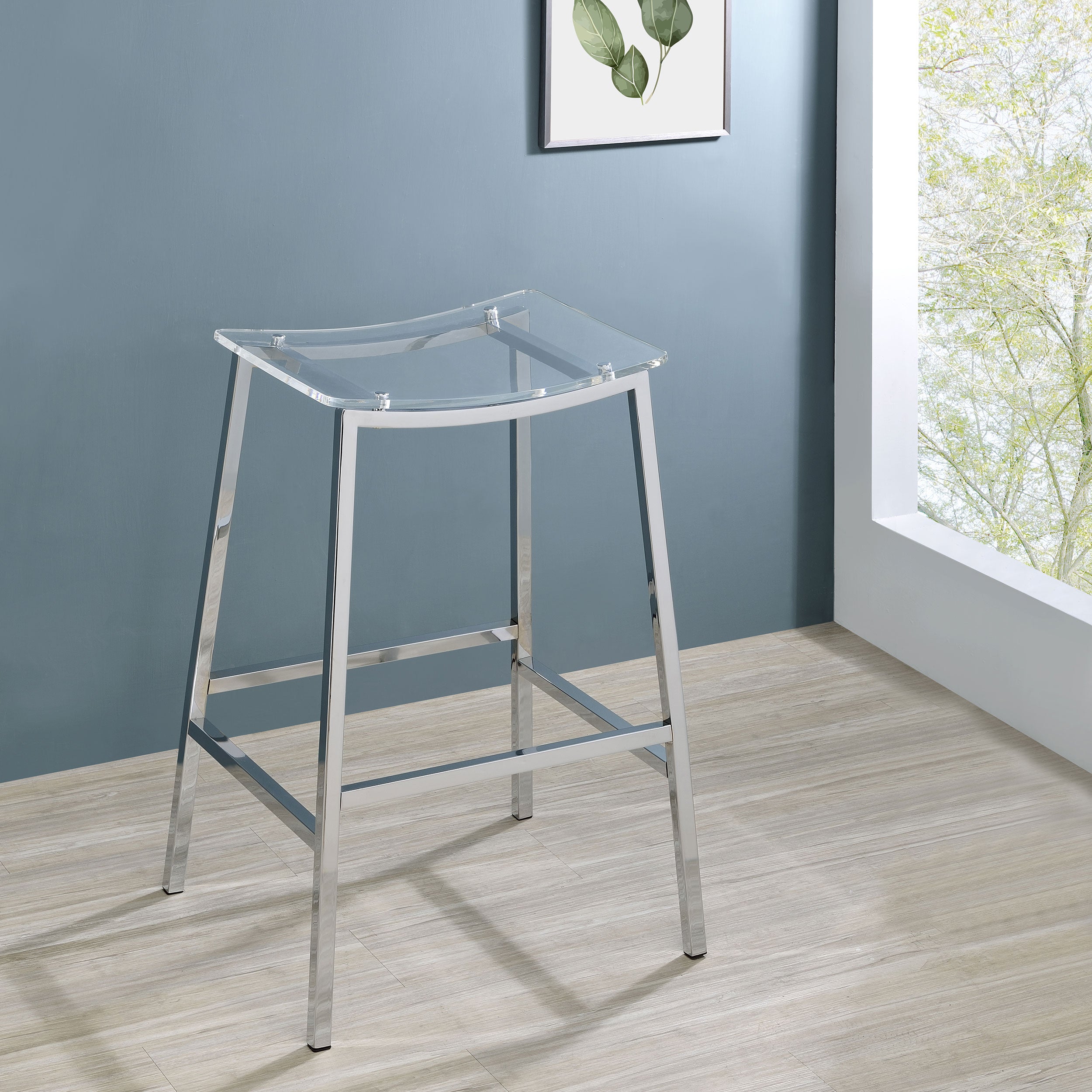 Jovani Acrylic Backless Bar Stool Chrome (Set of 2)-