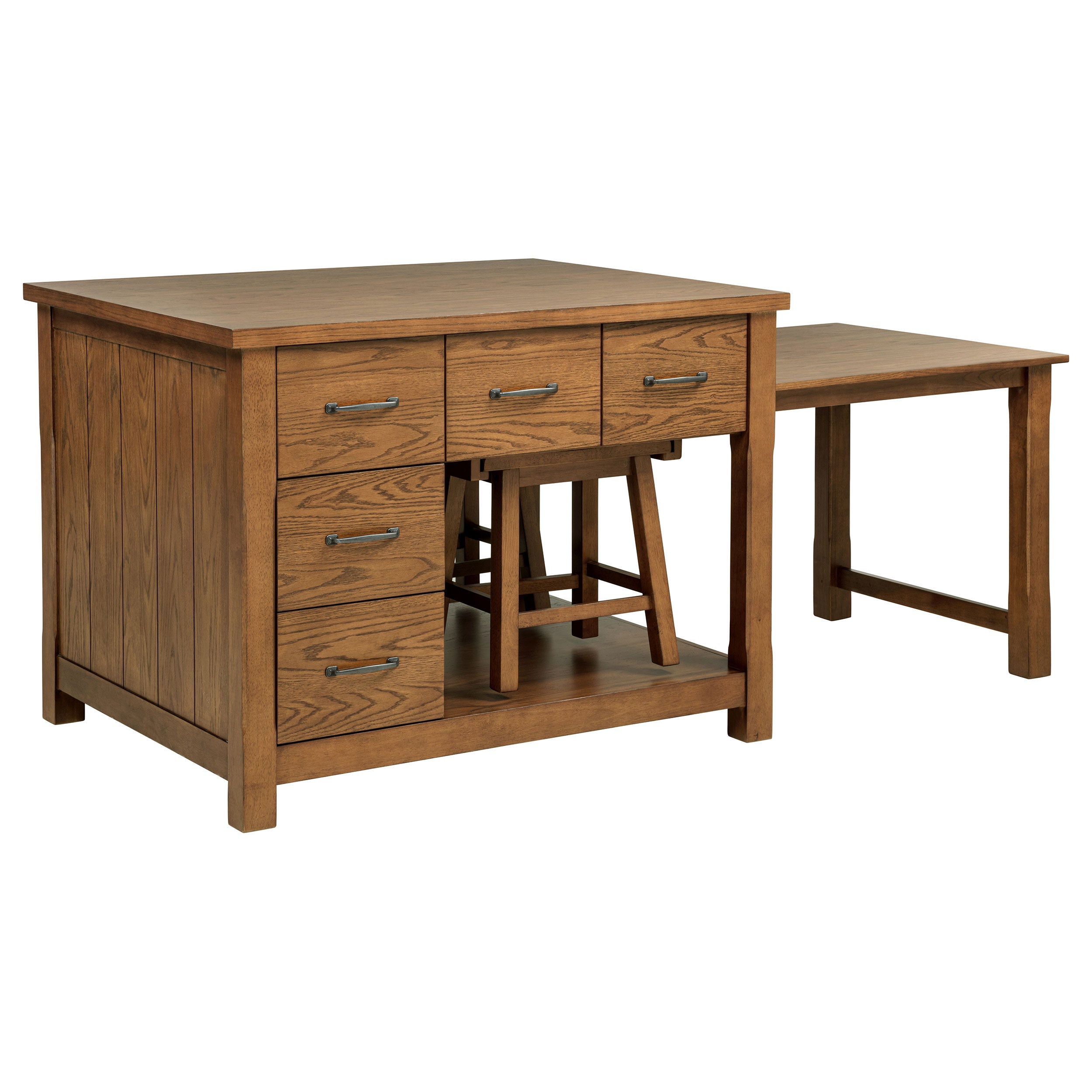 Mayfair 3-piece Kitchen Island with Extension Table Dark Oak-