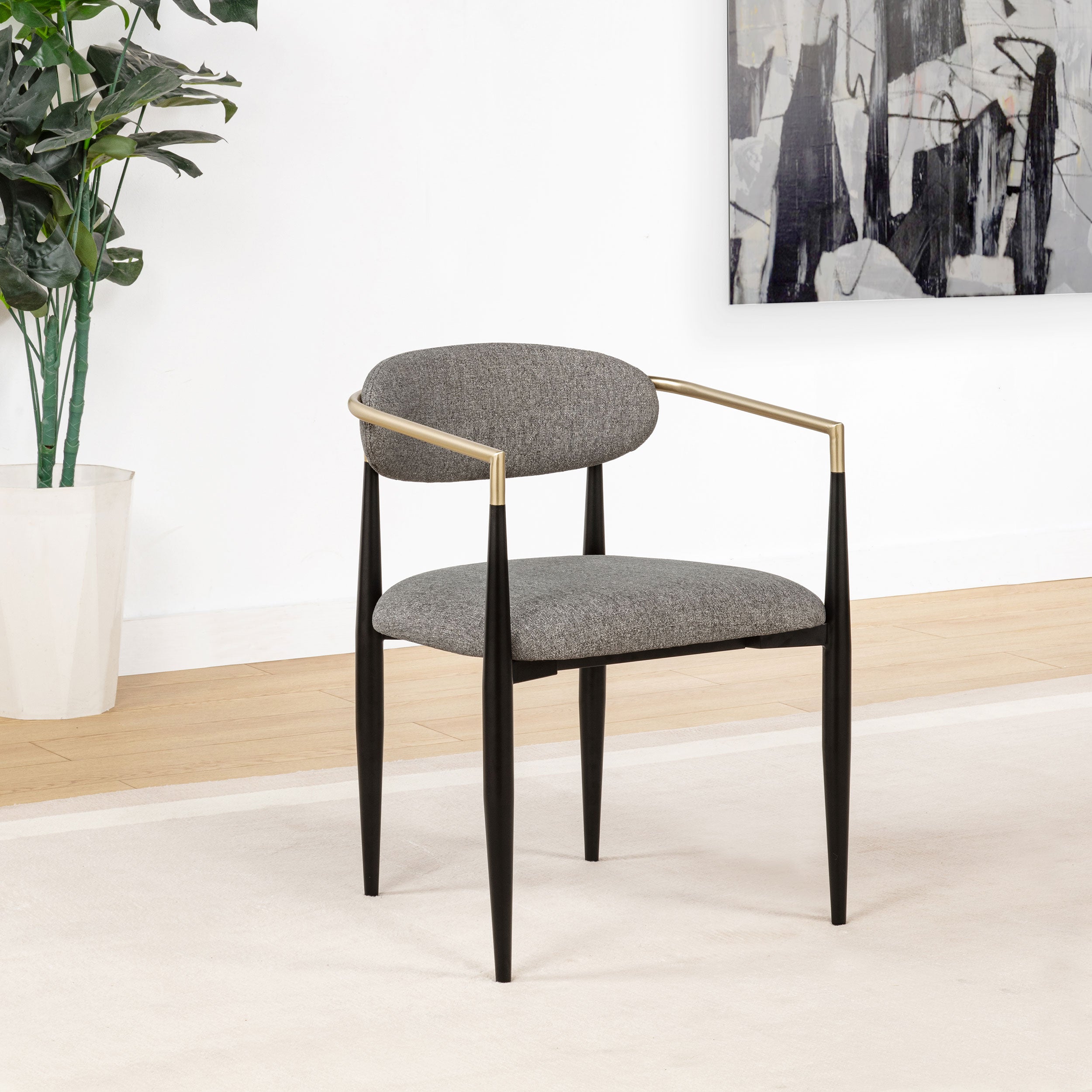 Bradbury Fabric Upholstered Dining Arm Chair Grey (Set of 2)-