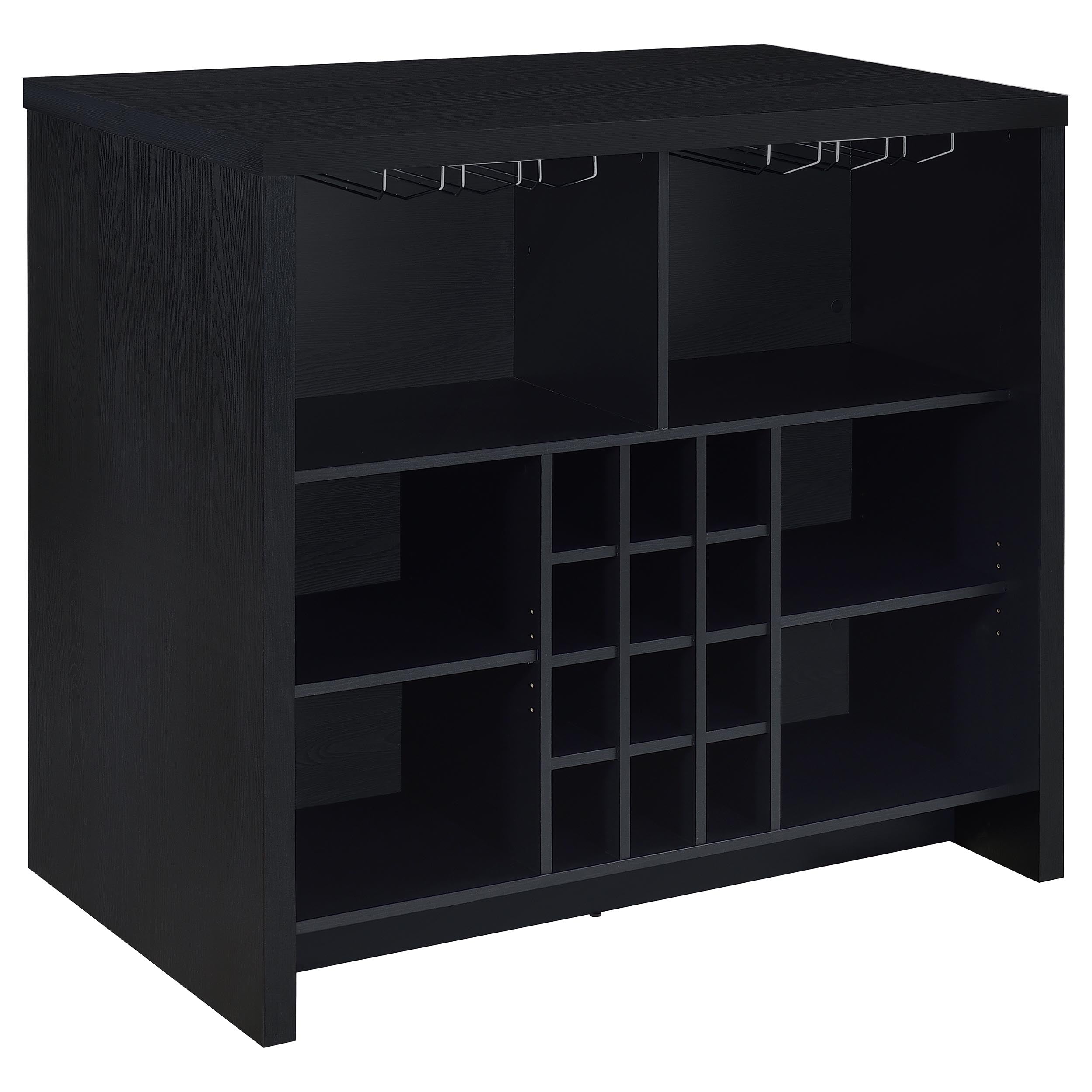 Topanga Engineered Wood Freestanding Home Bar Black-
