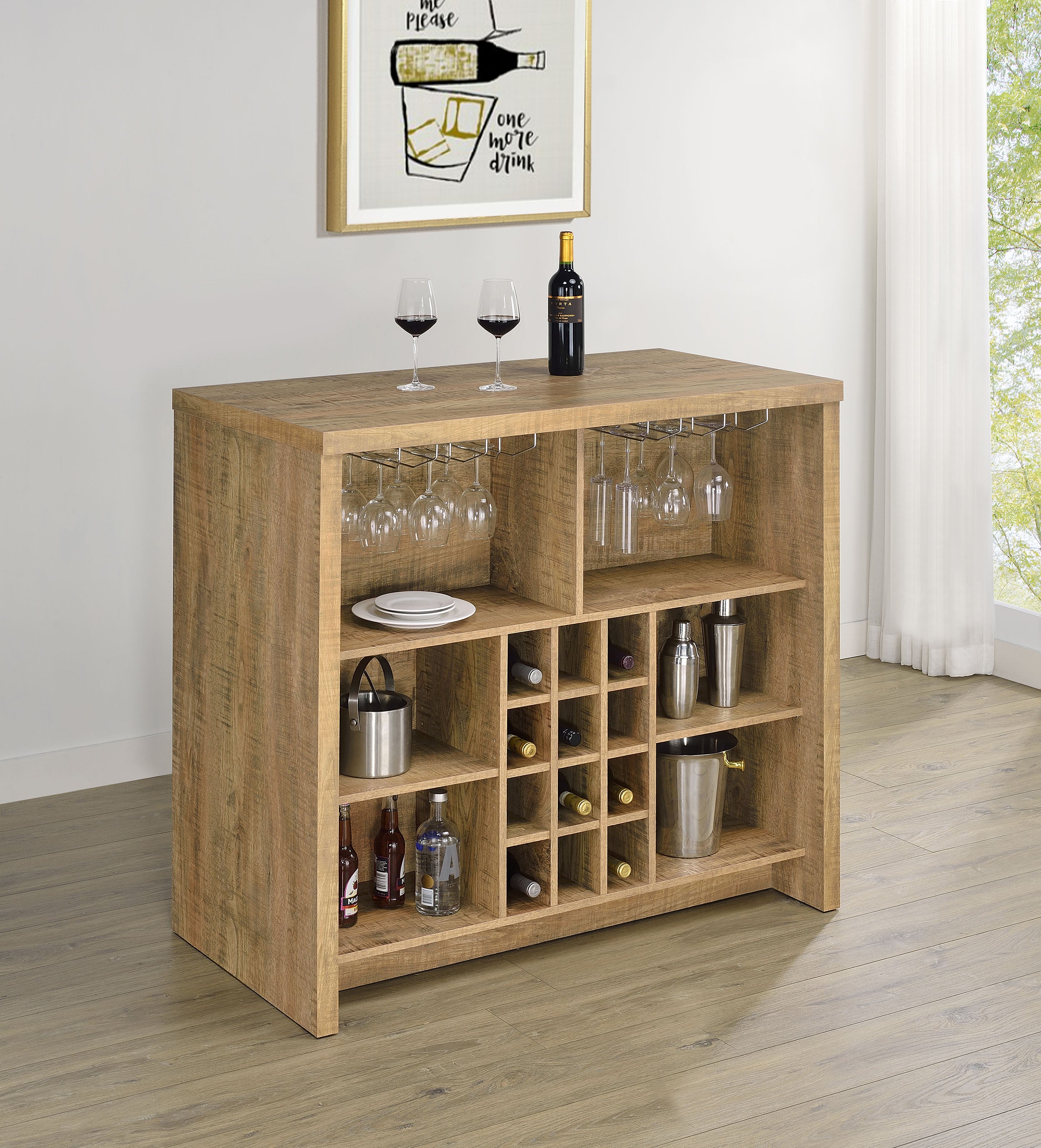 Topanga Engineered Wood Freestanding Home Bar Mango-
