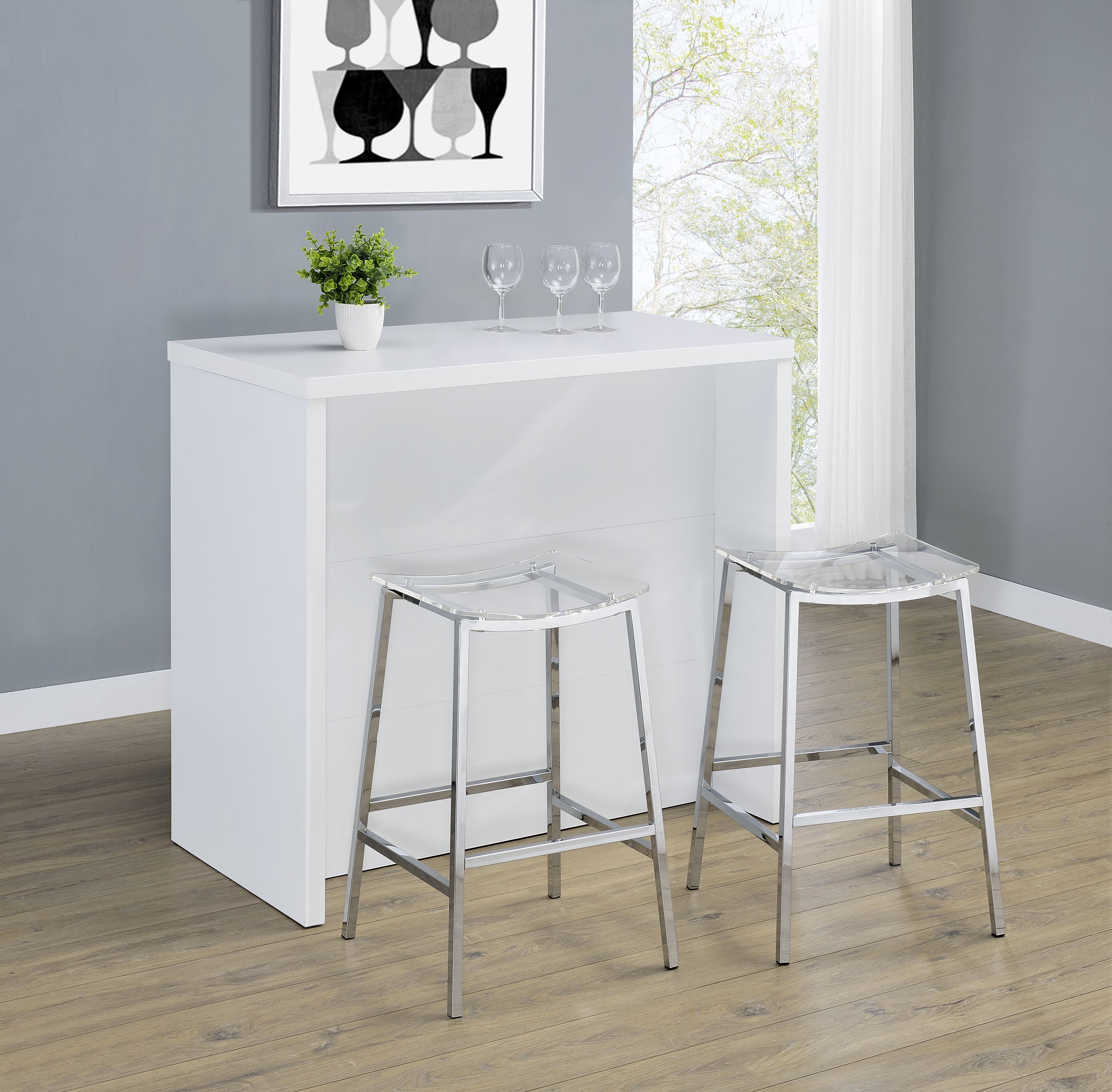 Topanga Engineered Wood Freestanding Home Bar White-