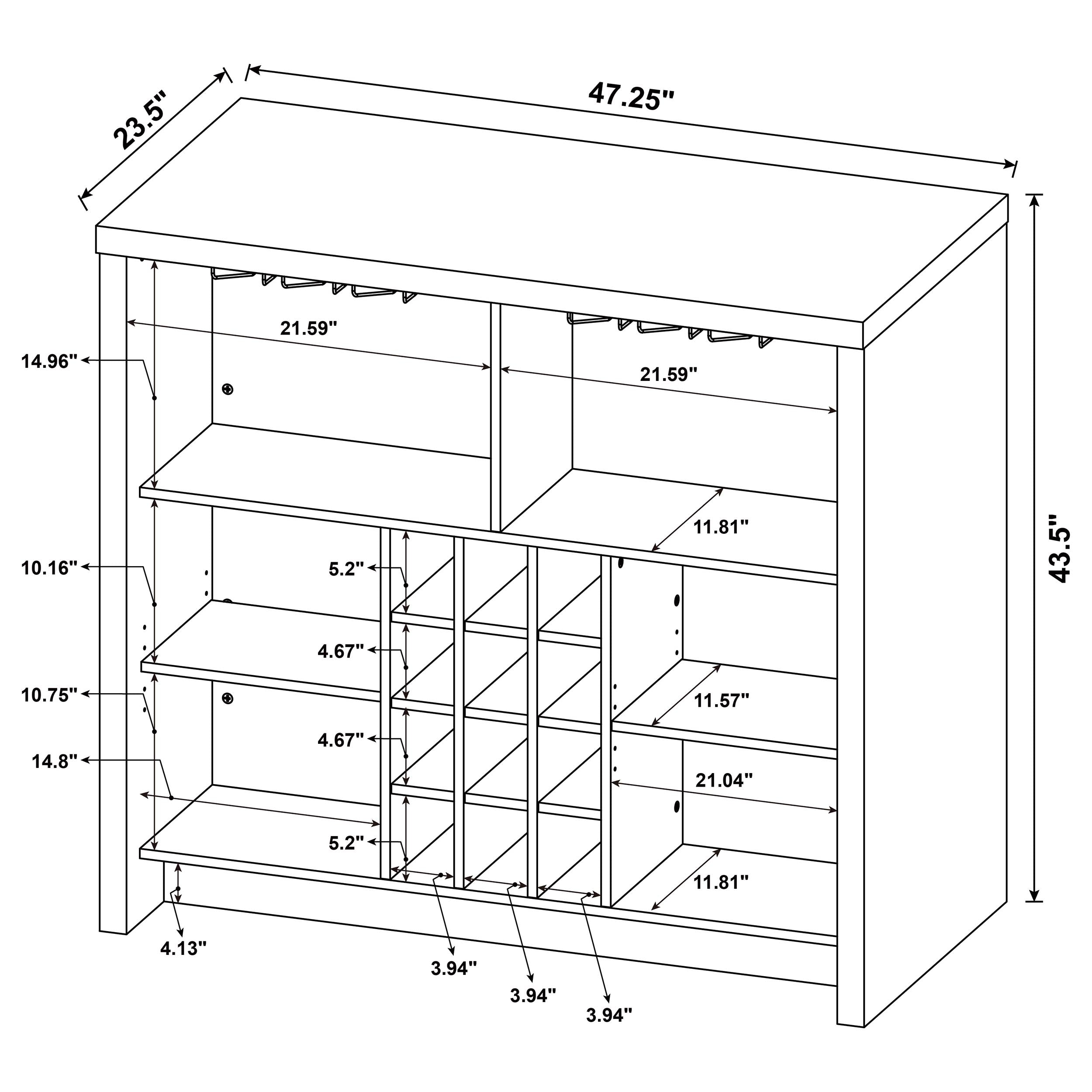 Topanga Engineered Wood Freestanding Home Bar White-