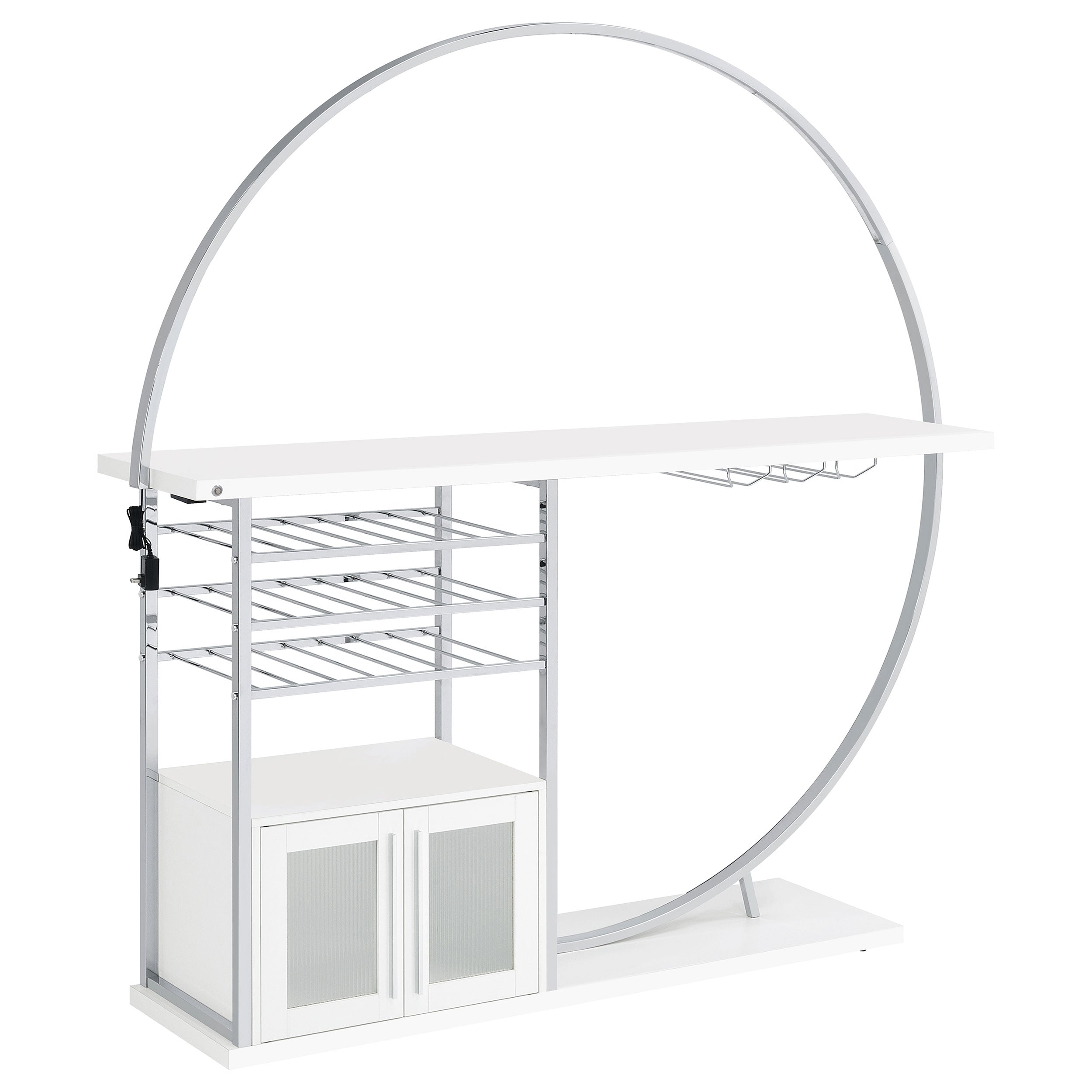 Risley 2-door Circular LED Wine Cabinet White High Gloss-