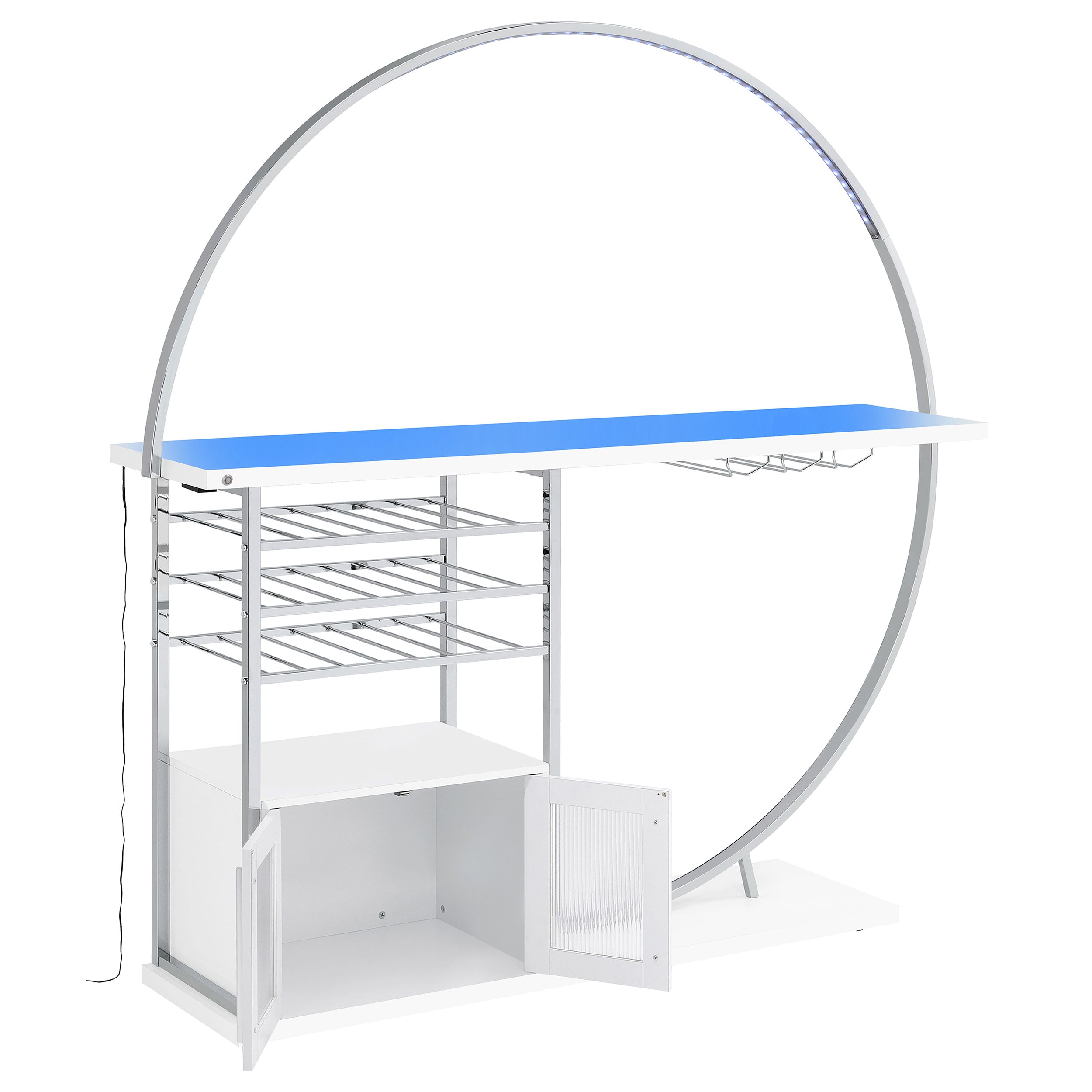 Risley 2-door Circular LED Wine Cabinet White High Gloss-