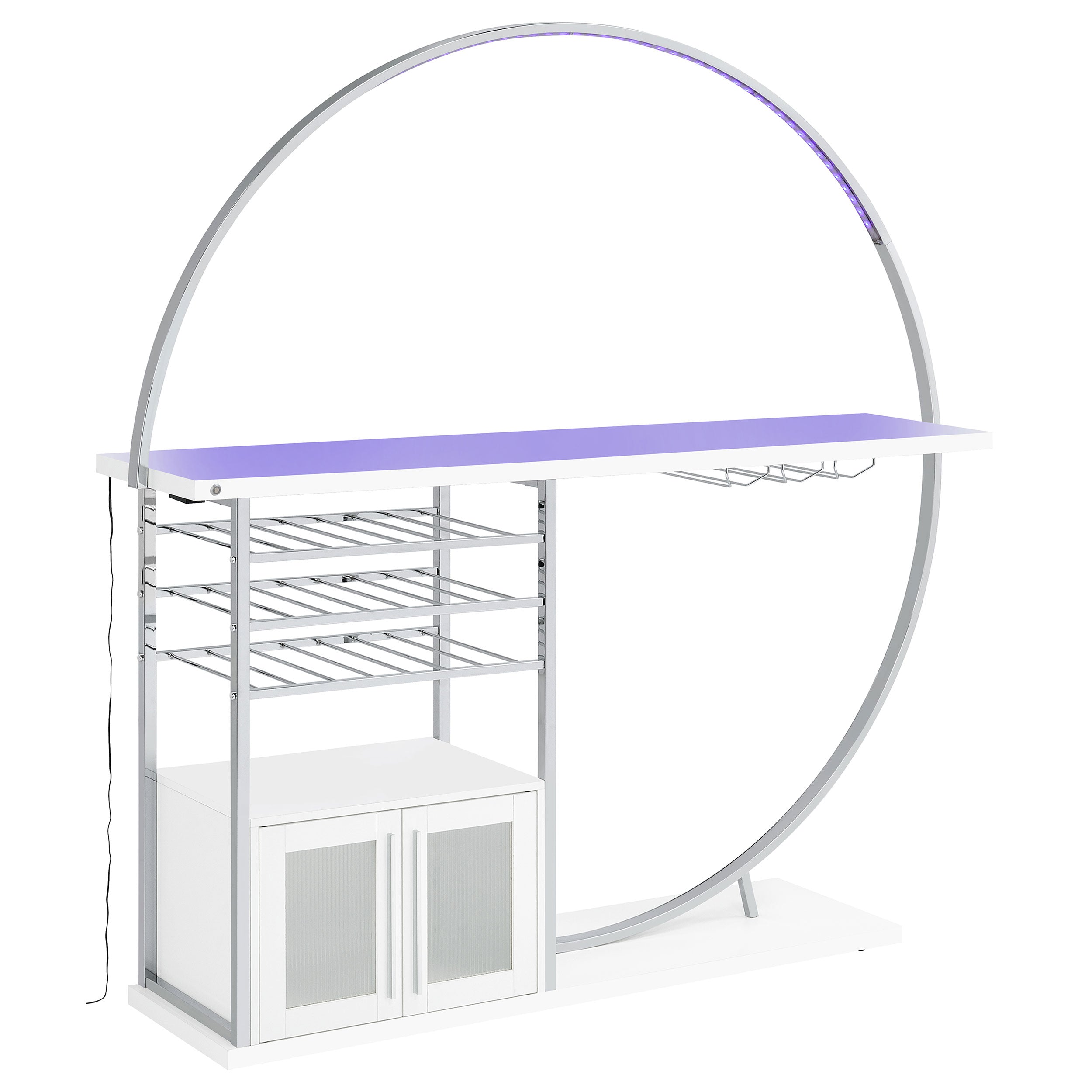 Risley 2-door Circular LED Wine Cabinet White High Gloss-