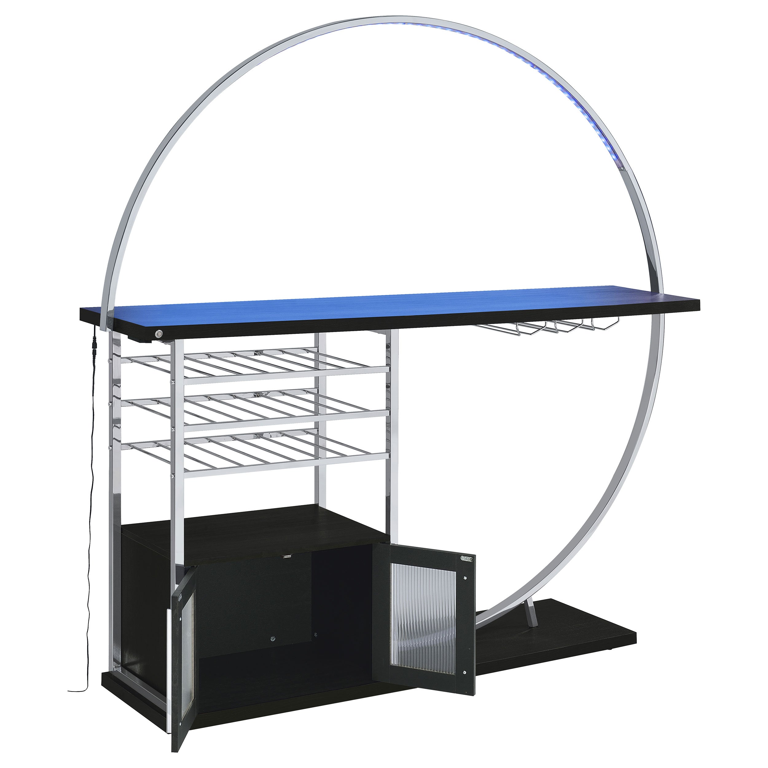 Risley 2-door Circular LED Wine Cabinet Dark Charcoal-