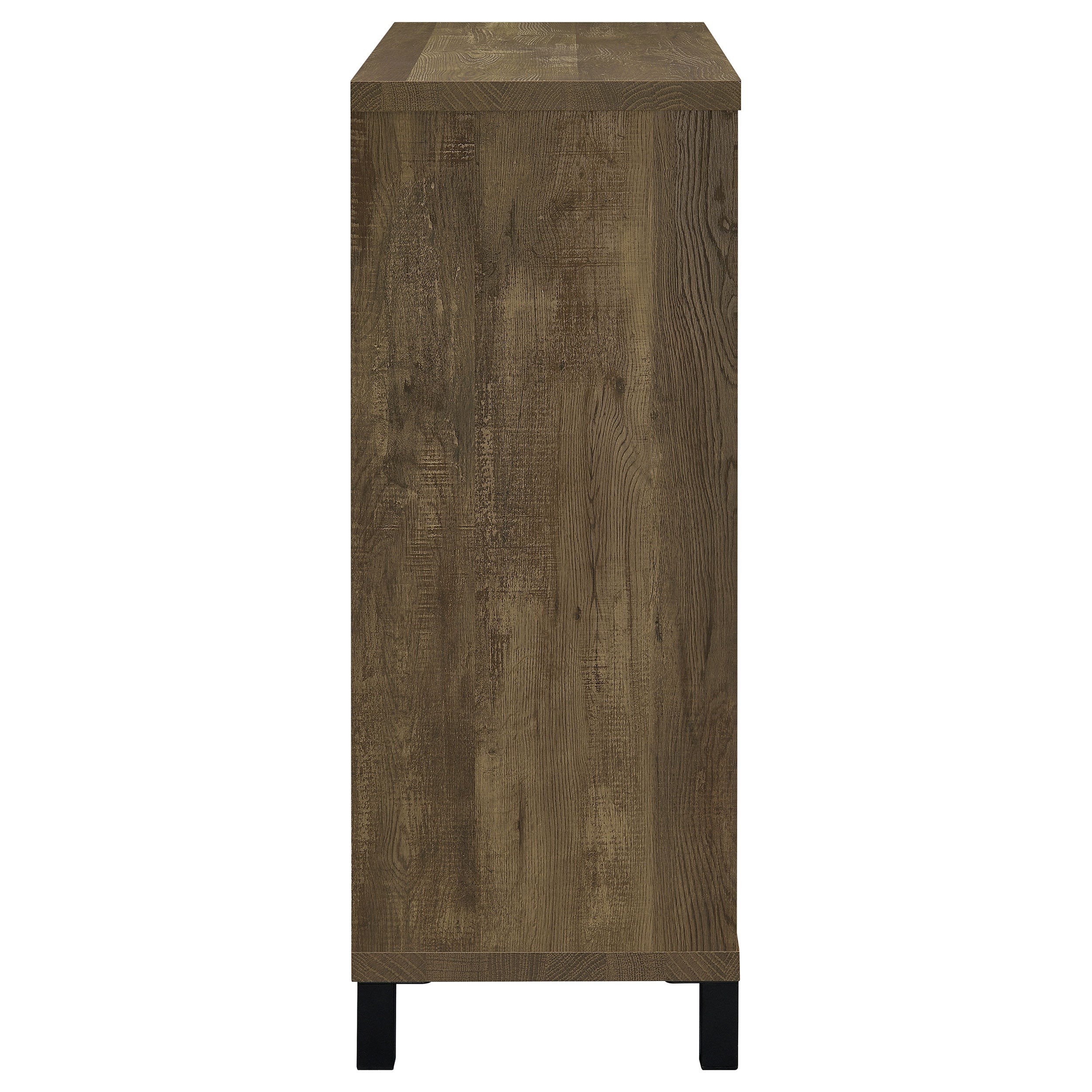 Arlington Sliding Door Home Bar Wine Cabinet Rustic Oak-CoasterEveryday