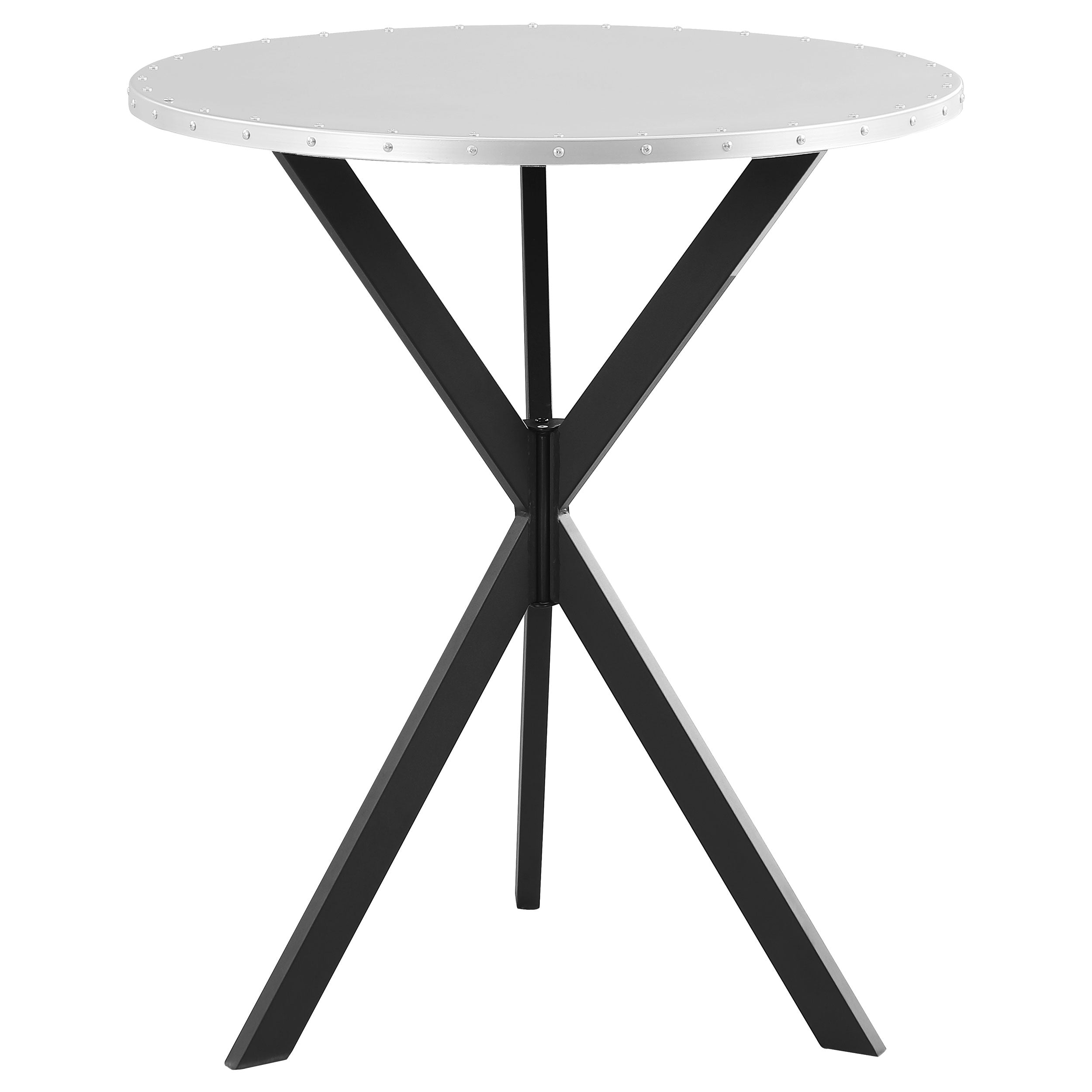 Kenzo Round 32-inch Galvanized Steel Bistro Bar Table Silver-CoasterEssence