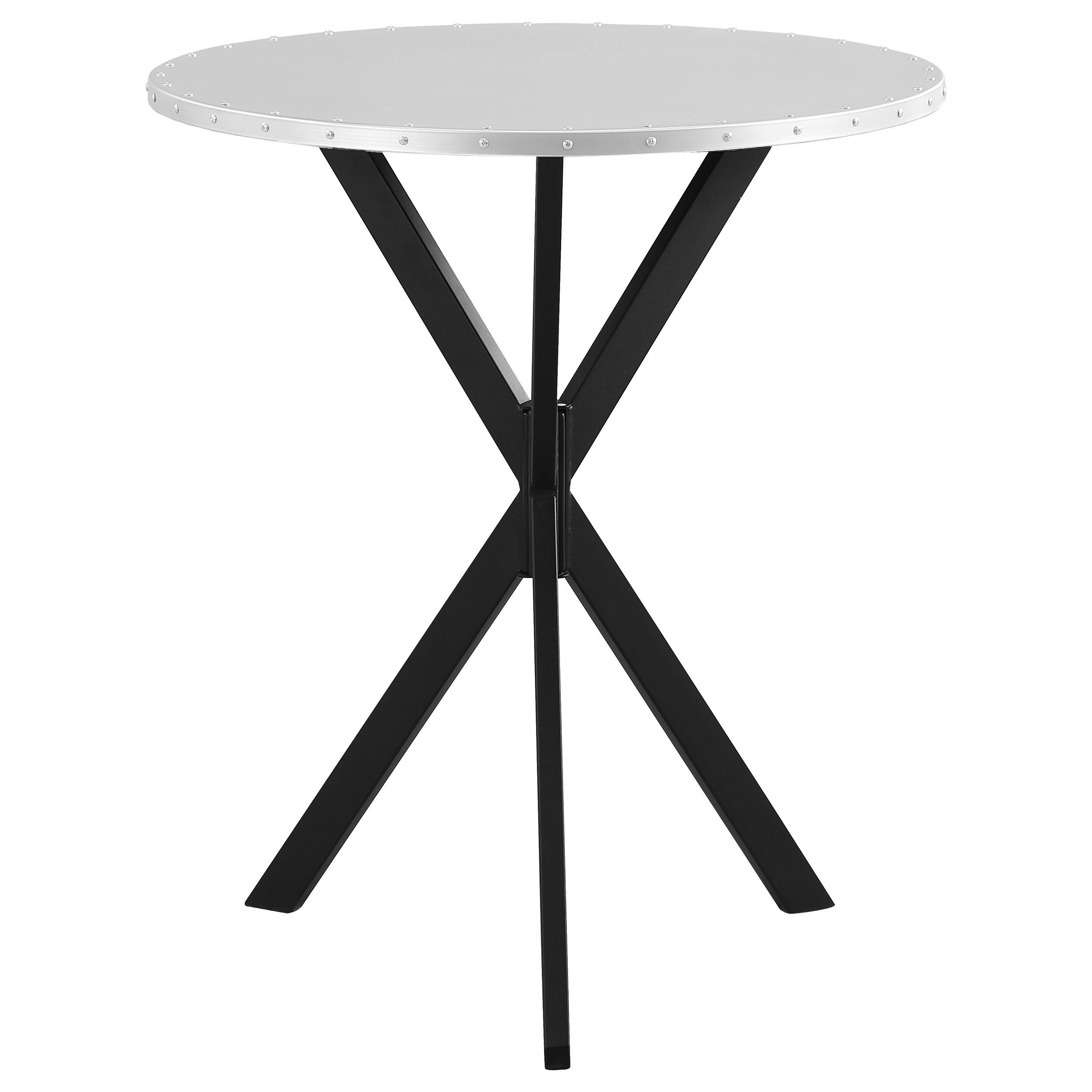 Kenzo Round 32-inch Galvanized Steel Bistro Bar Table Silver-CoasterEssence