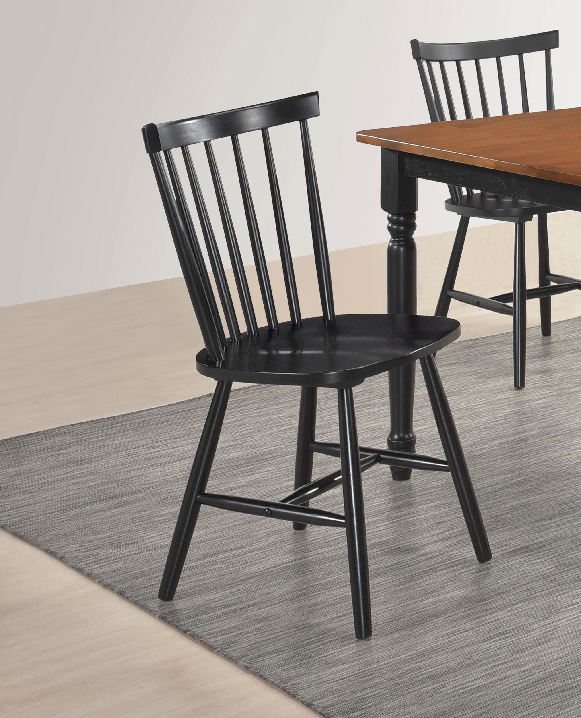 Hollyoak Windsor Wood Dining Side Chair Black (Set of 2)-