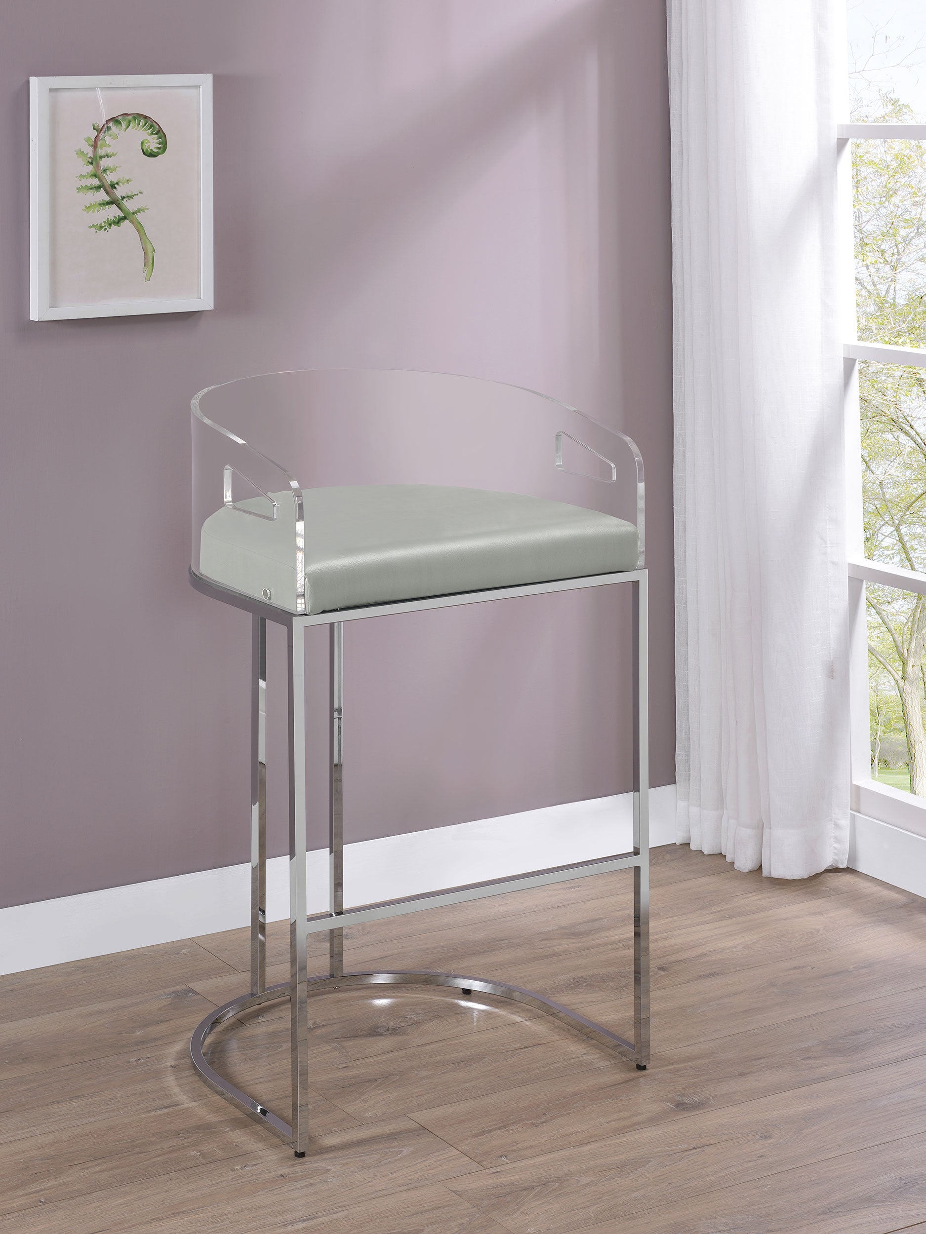 Thermosolis Clear Acrylic Bar Chair Chrome (Set of 2)-CoasterElevations