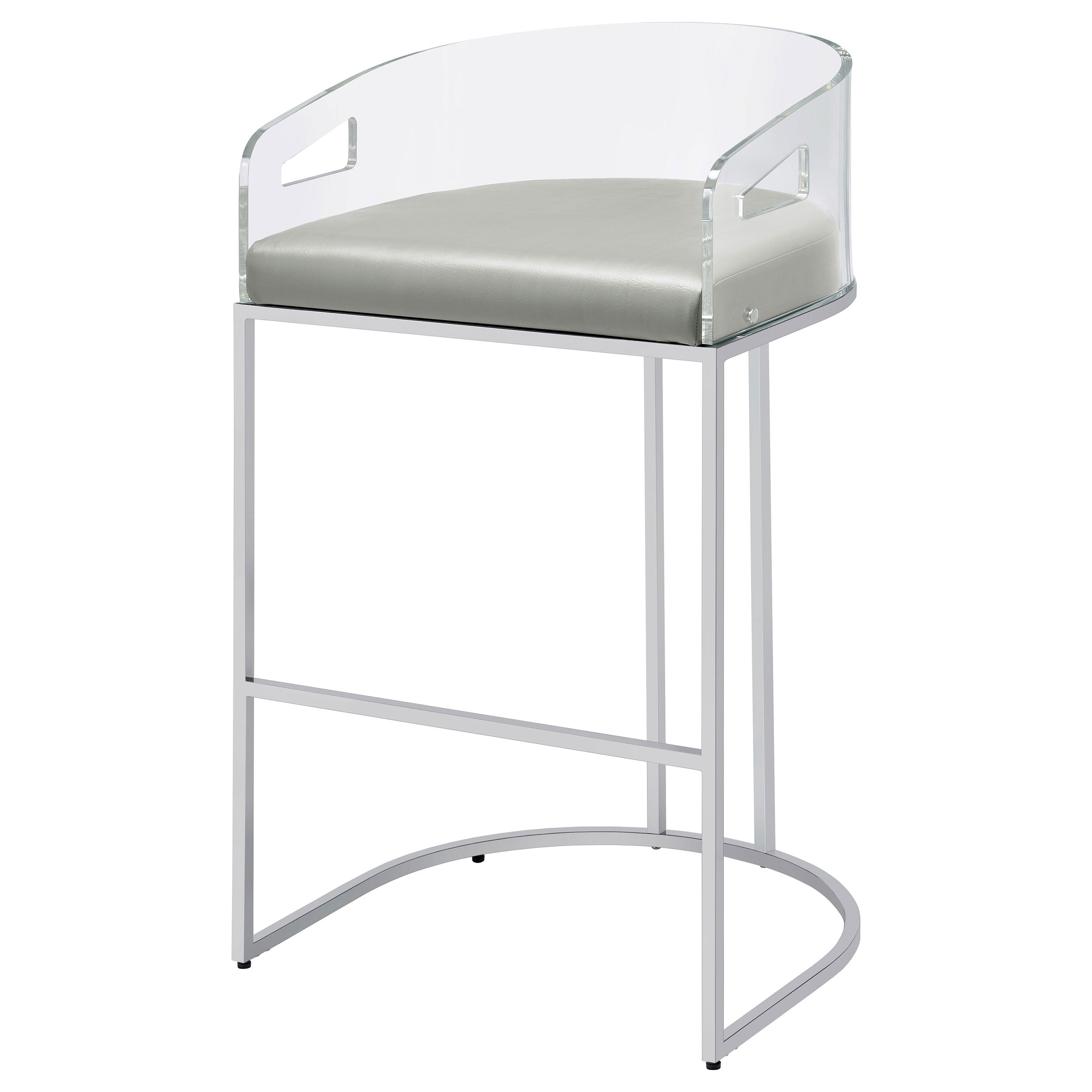Thermosolis Clear Acrylic Bar Chair Chrome (Set of 2)-CoasterElevations