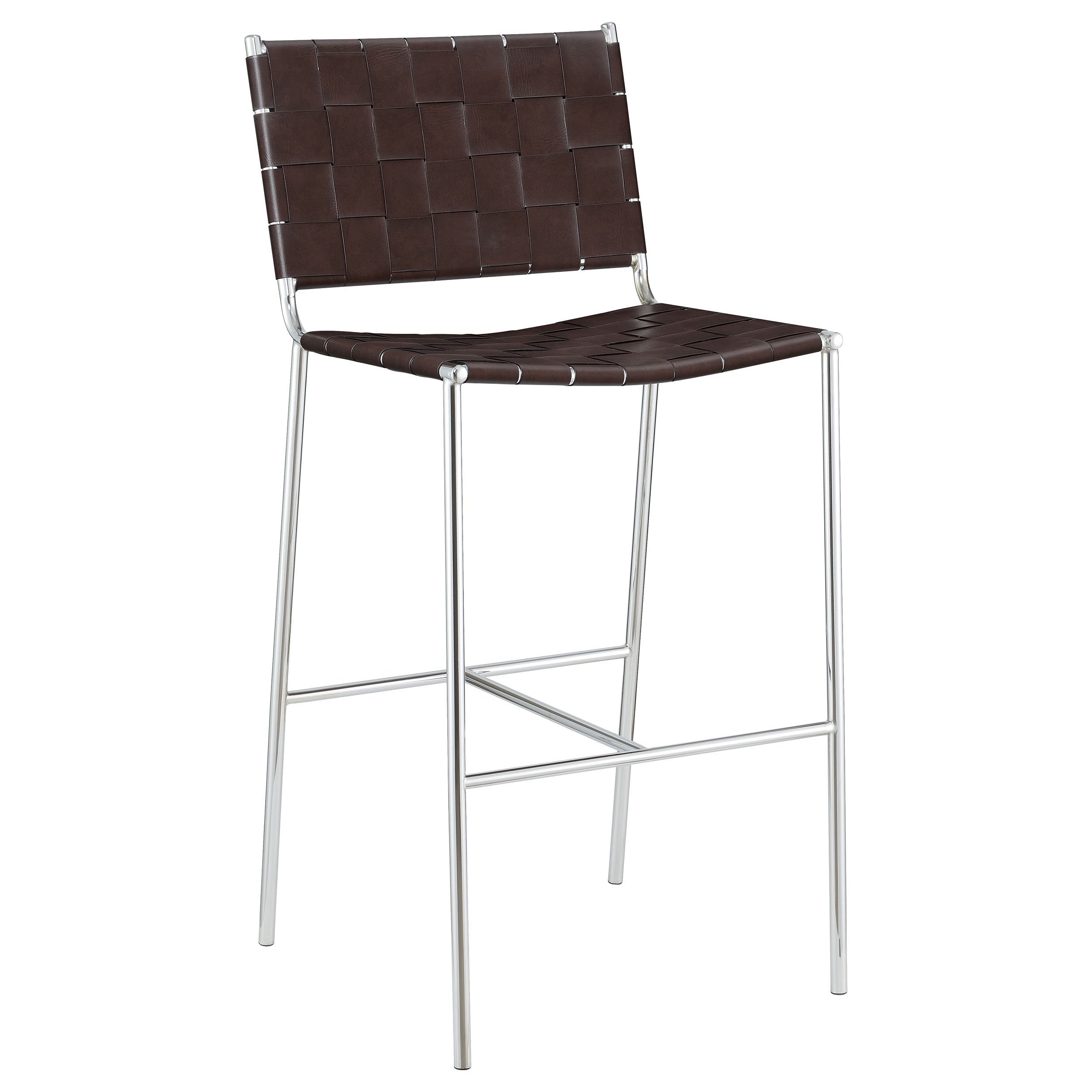Adelaide Upholstered Pub Height Bar Stool Brown and Chrome-CoasterEssence
