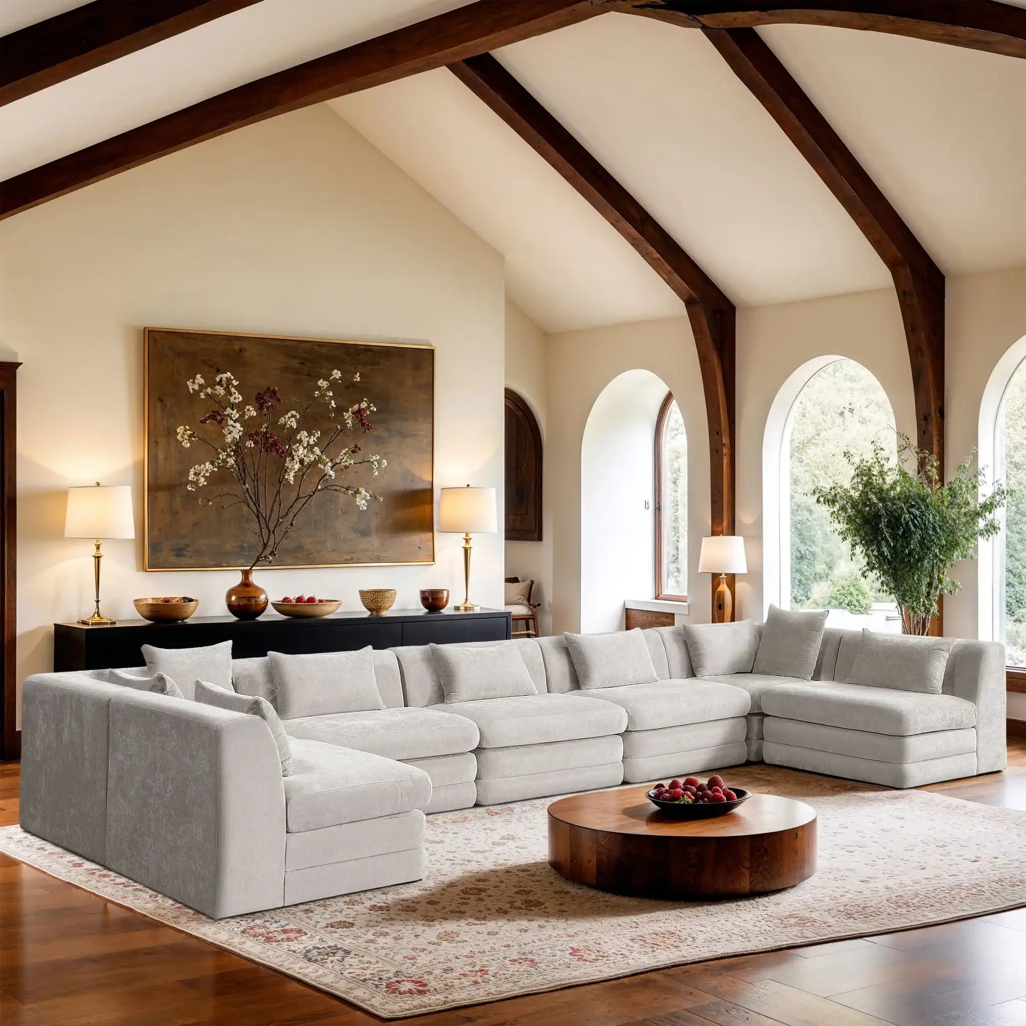 Stellar - 7 Piece Chenille Fabric Upholstered Modular Sectional
