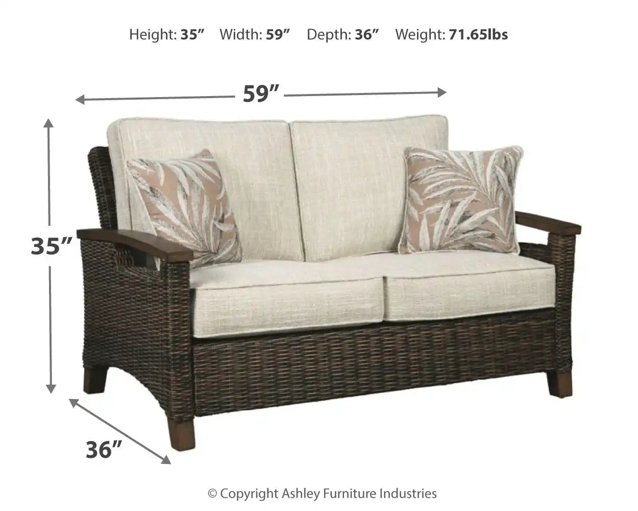 Paradise Trail - Loveseat w/Cushion - Medium Brown - Best Buy Furniture