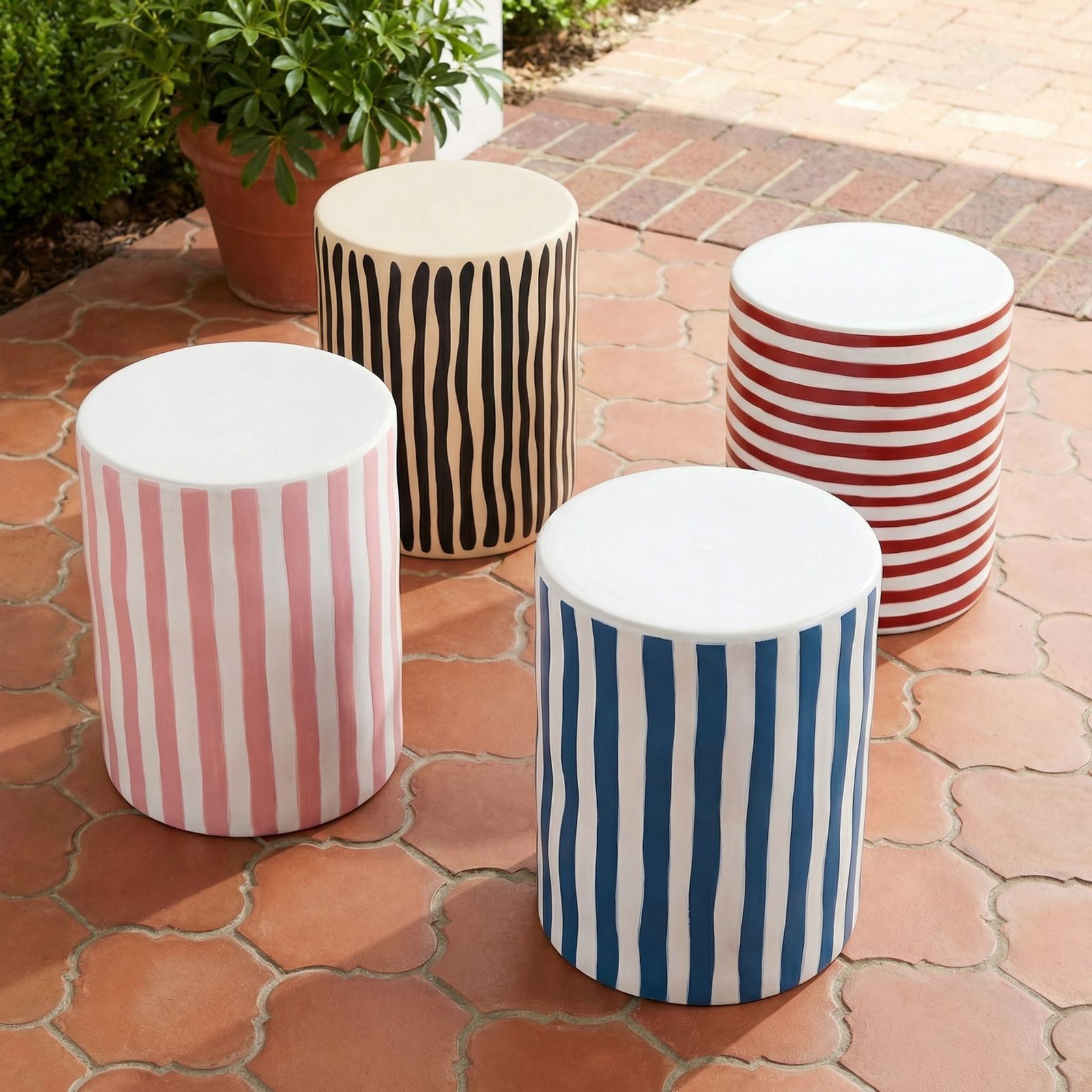 Tempest - Ceramic Table - Black Stripes