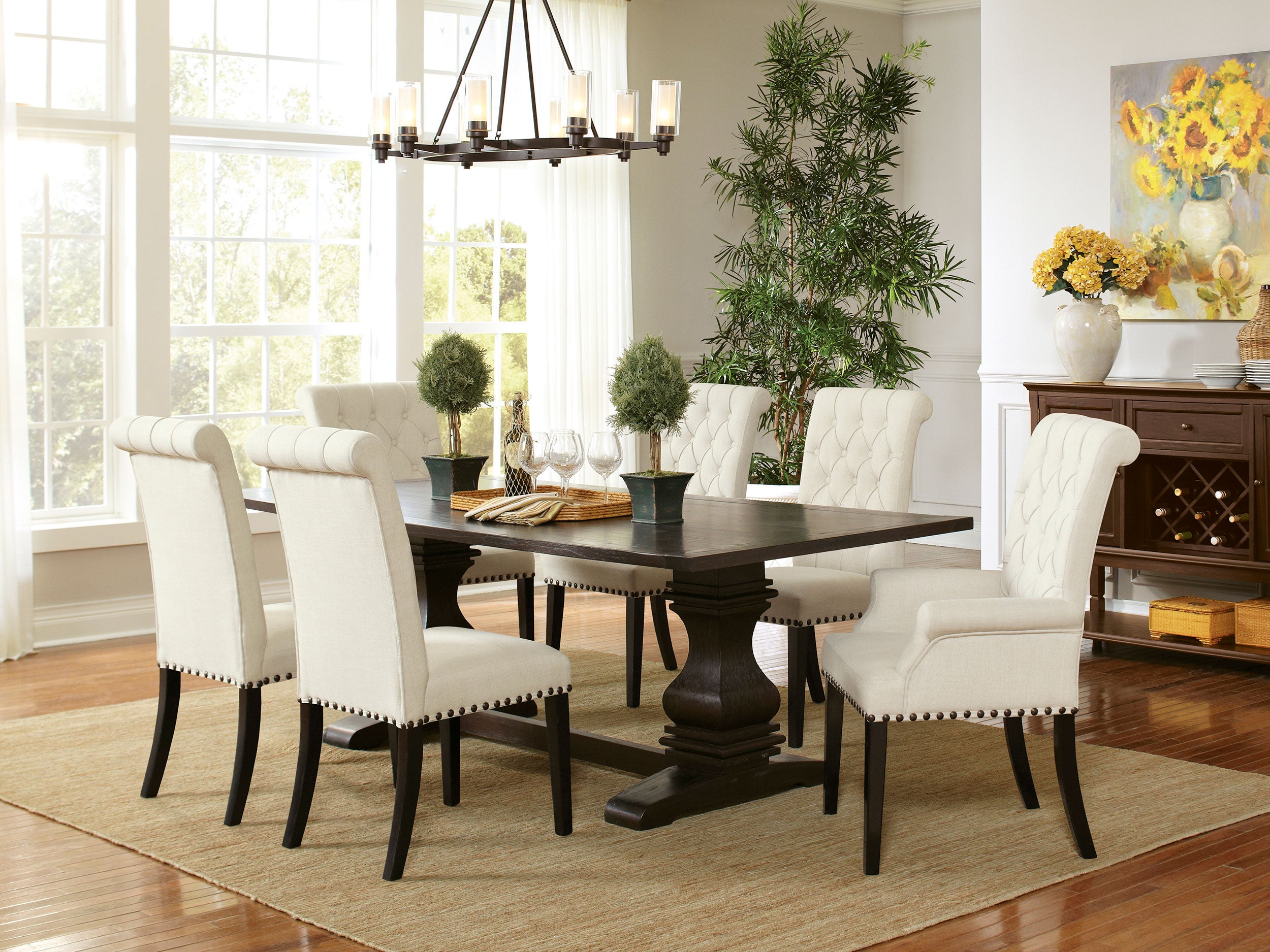 Alana Fabric Upholstered Dining Side Chair Beige (Set of 2)-CoasterEveryday