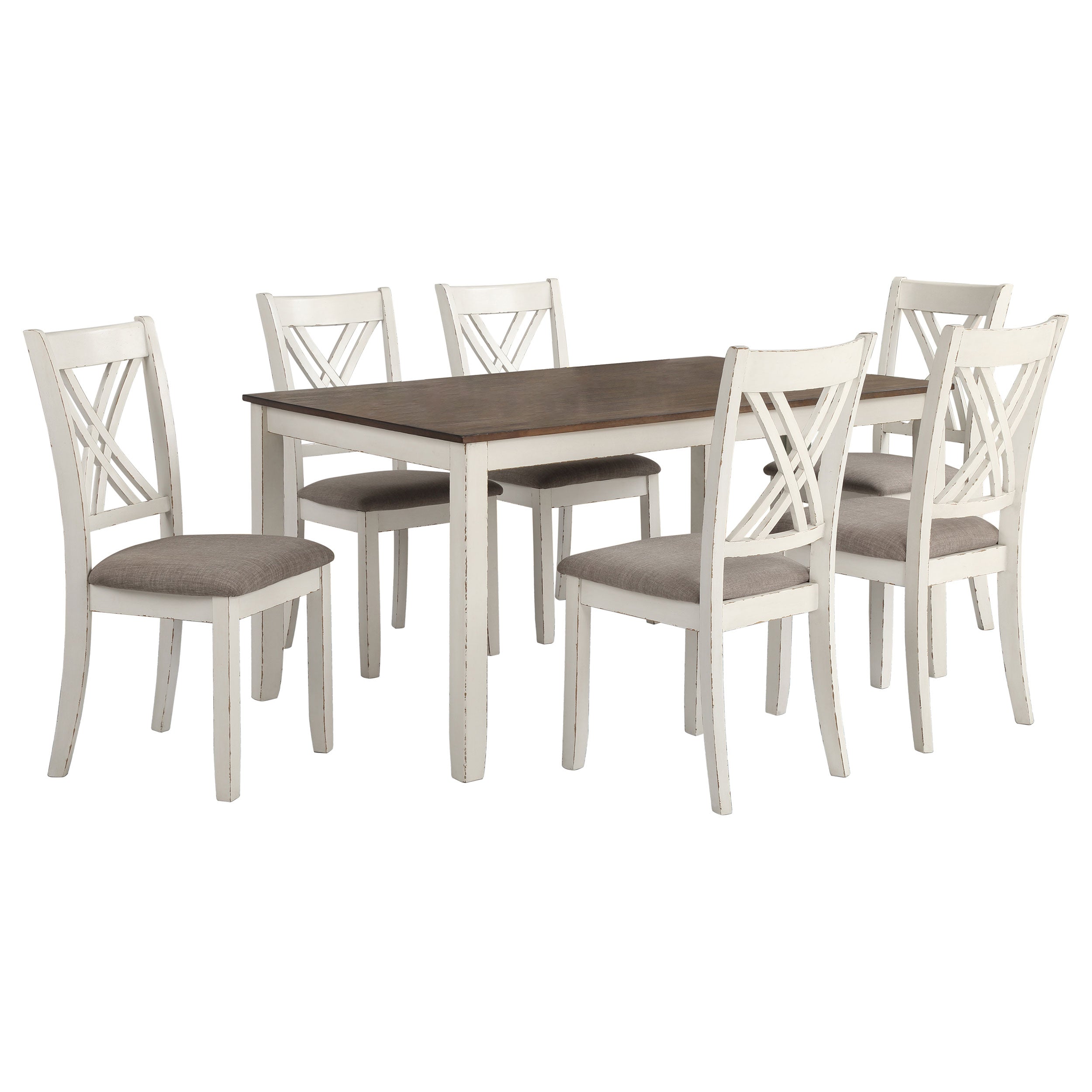 Fortress 7-piece Rectangular Dining Set Vintage Vanilla-CoasterEveryday