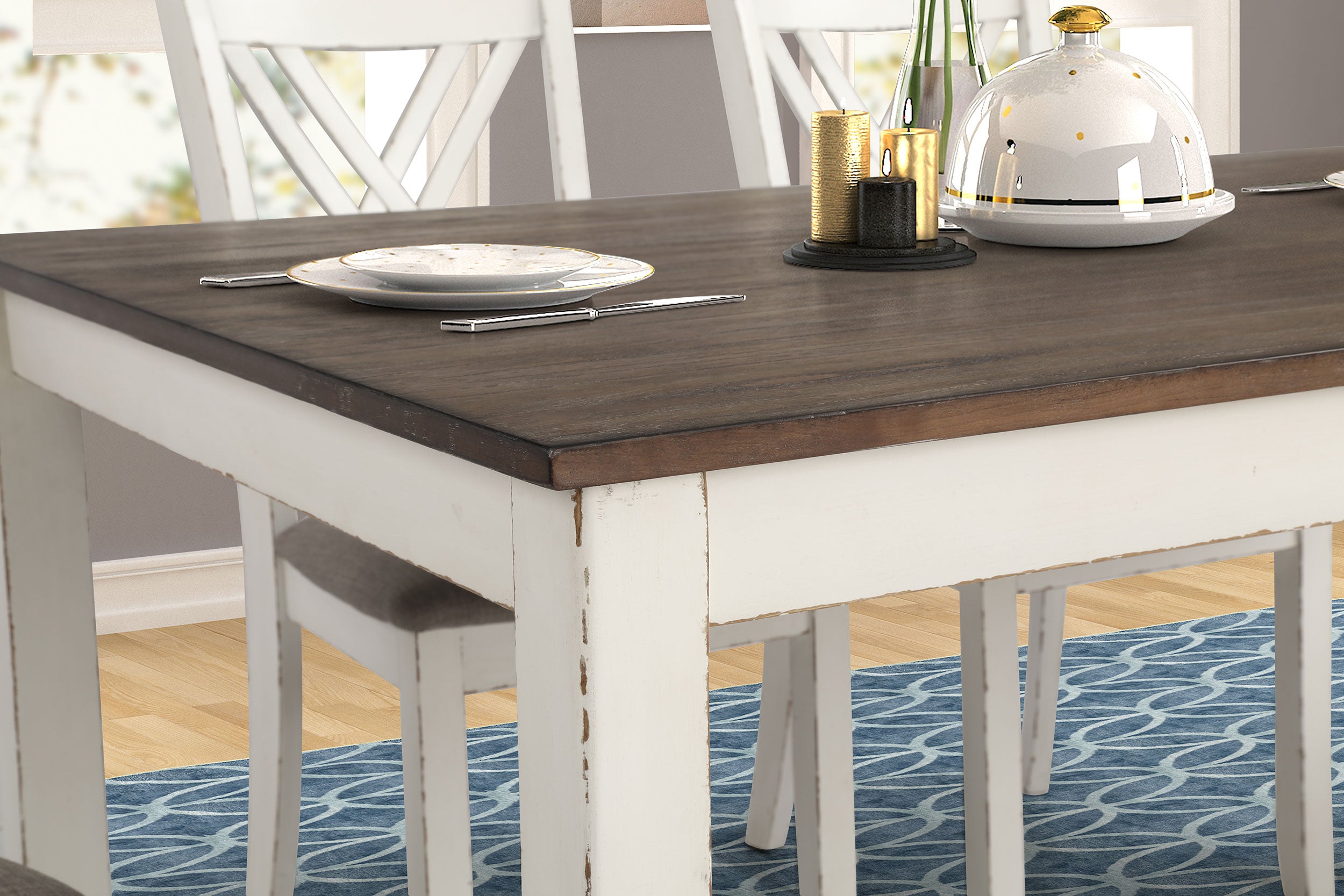 Fortress 7-piece Rectangular Dining Set Vintage Vanilla-CoasterEveryday