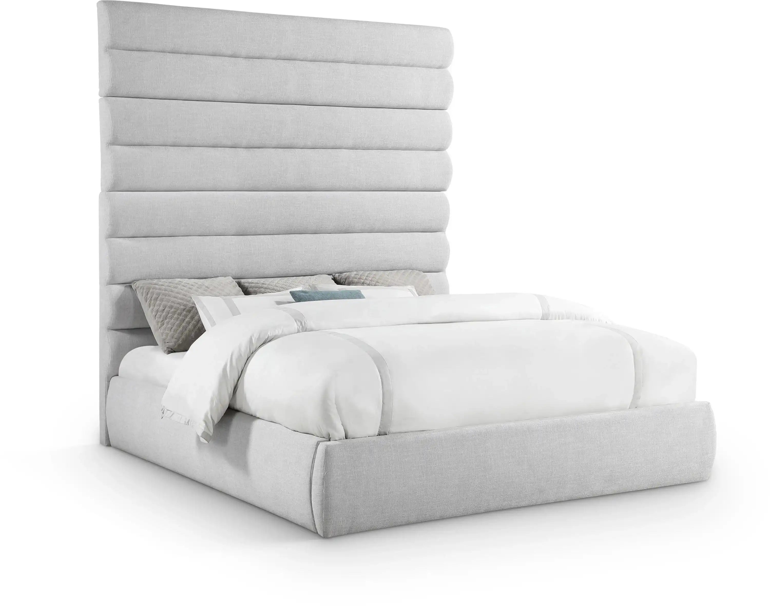 Adam - Linen Fabric Bed With 89" Headboard - Best Buy Furniture