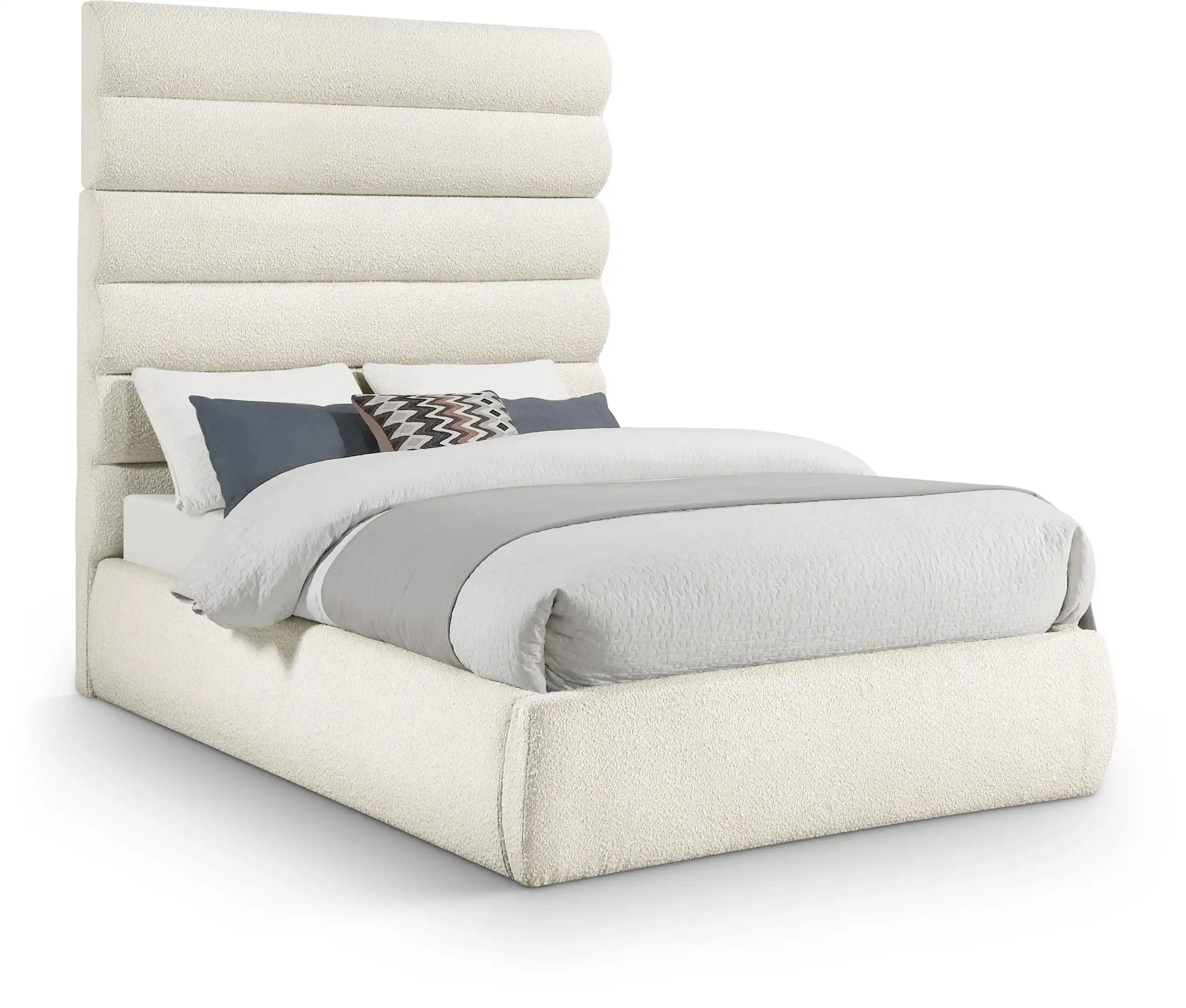 Adam - Boucle Fabric Bed With 70.5" Headboard - Best Buy Furniture