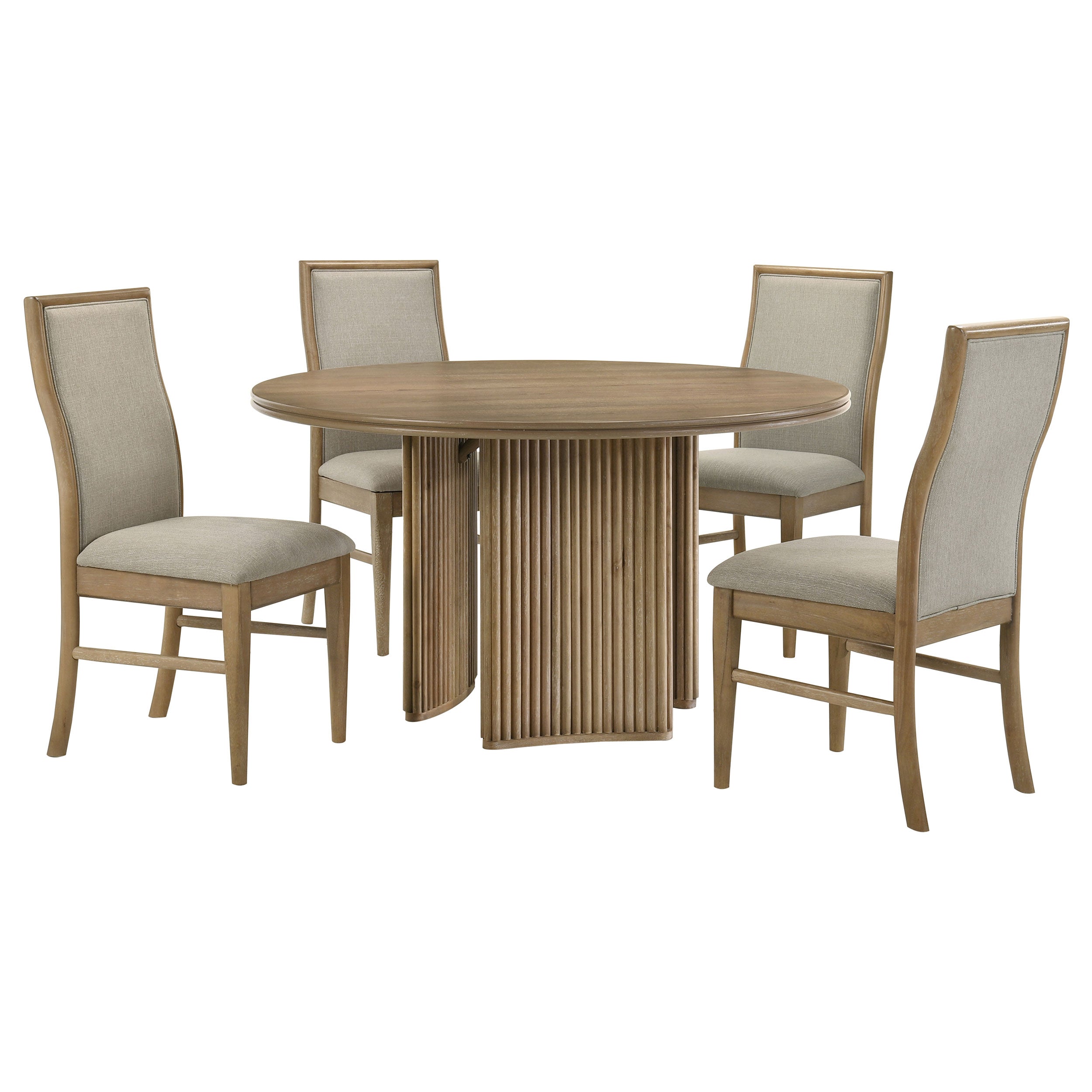 Adina 5-piece Round Dining Table Set Distressed Light Brown-