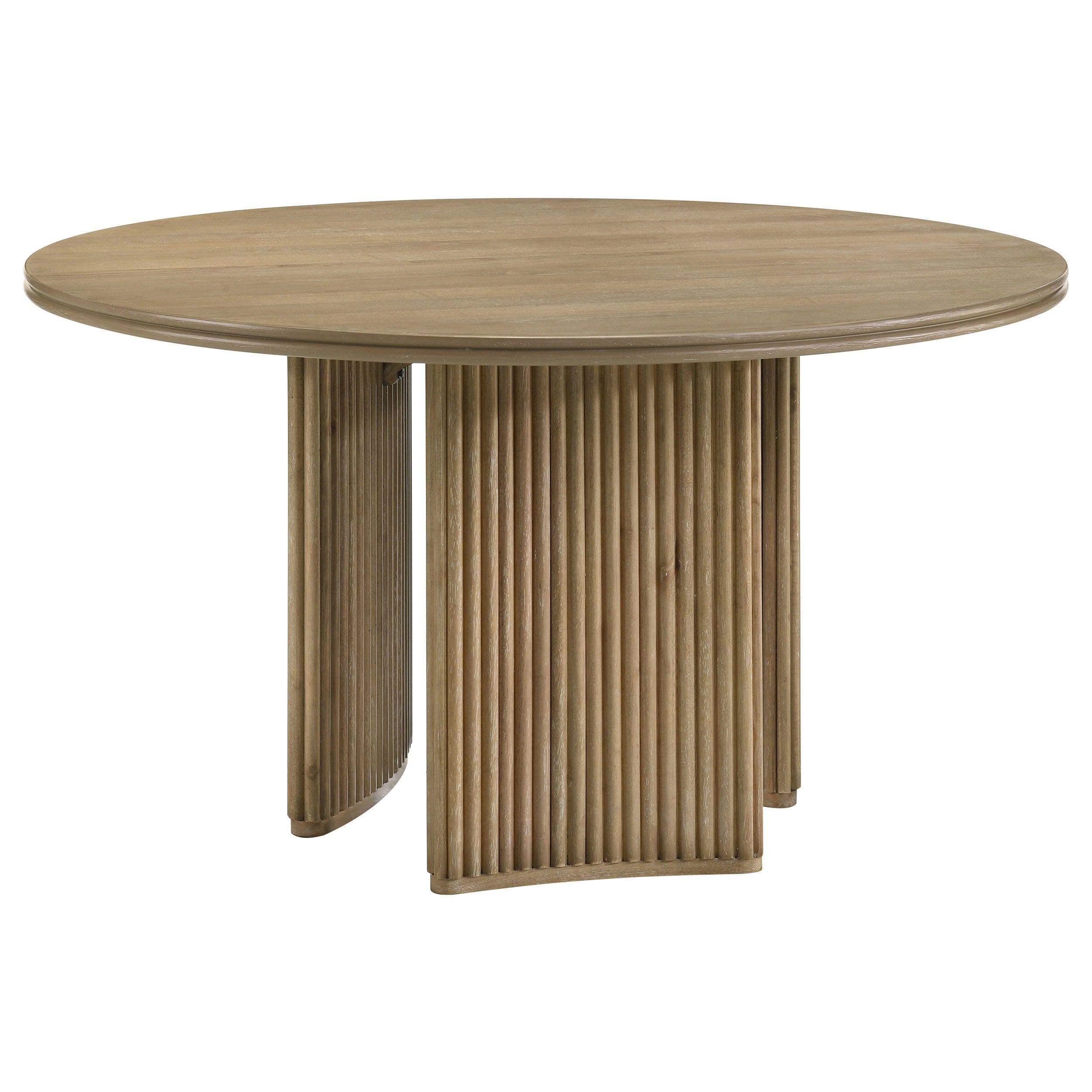 Adina 53-inch Round Wood Dining Table Distressed Light Brown-