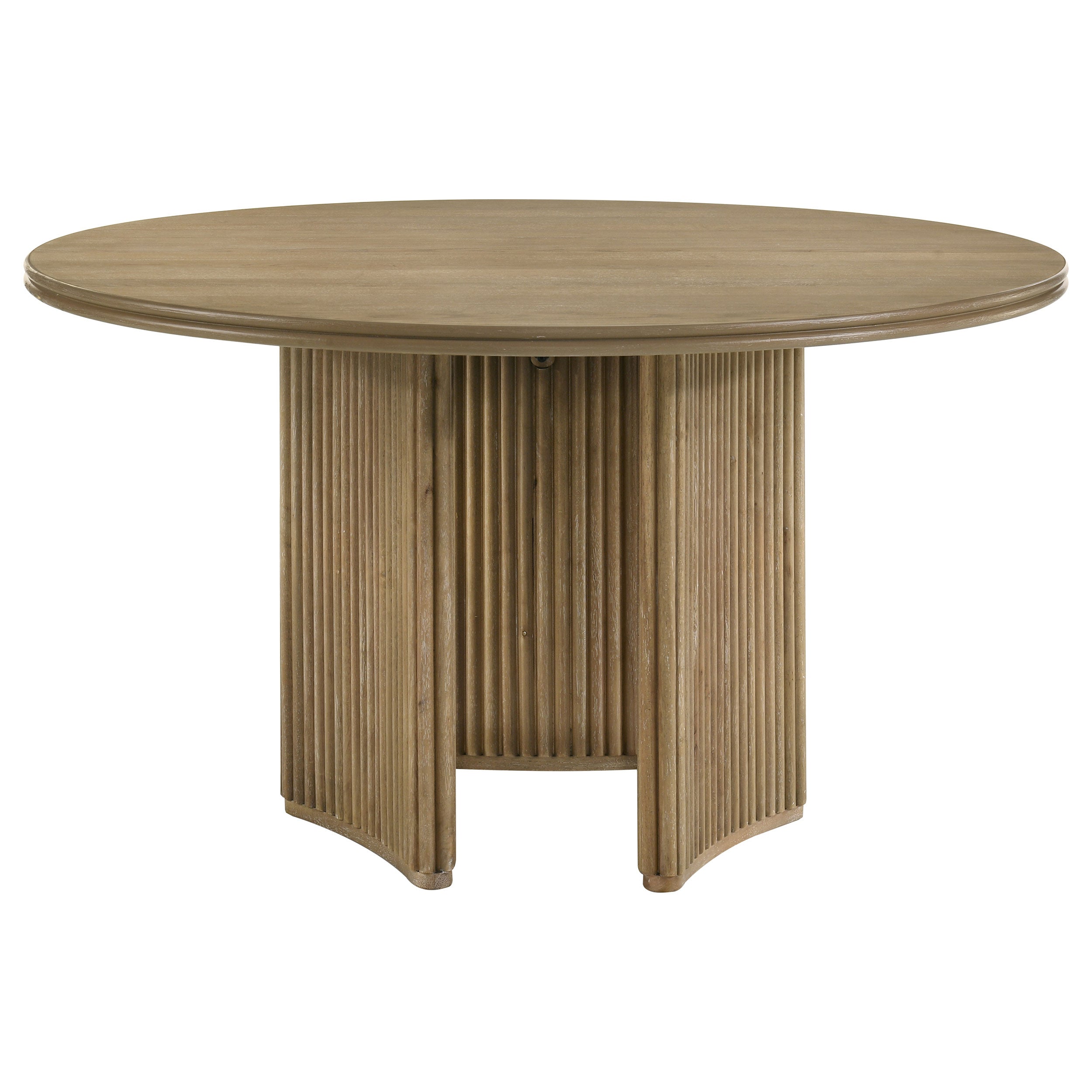 Adina 53-inch Round Wood Dining Table Distressed Light Brown-