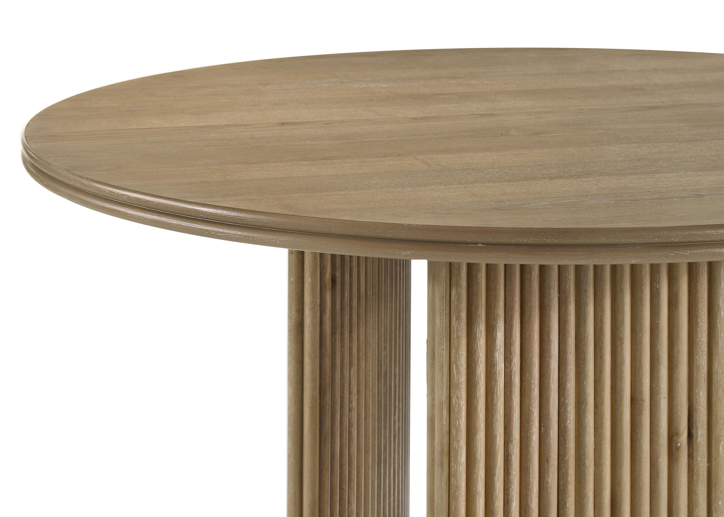 Adina 53-inch Round Wood Dining Table Distressed Light Brown-