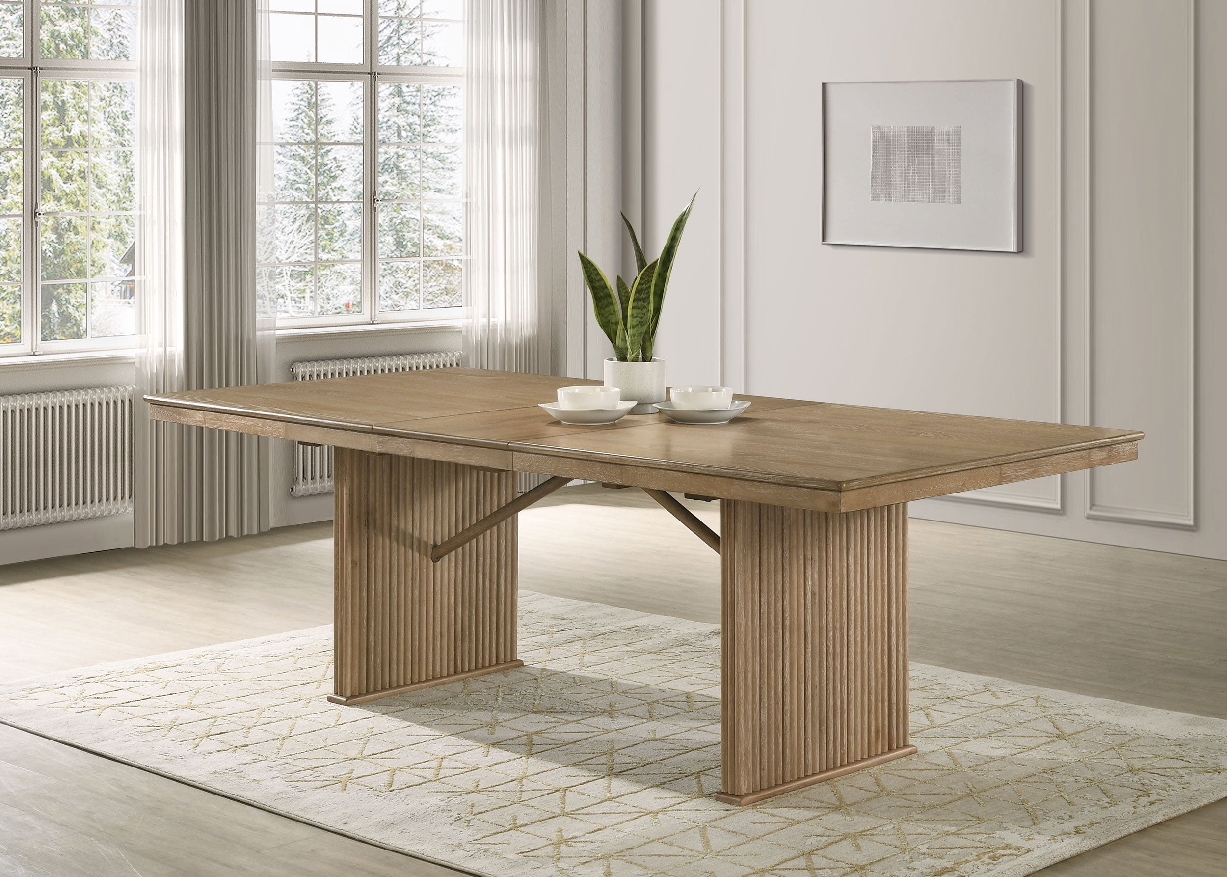 Adina 89-inch Extension Dining Table Distressed Light Brown-