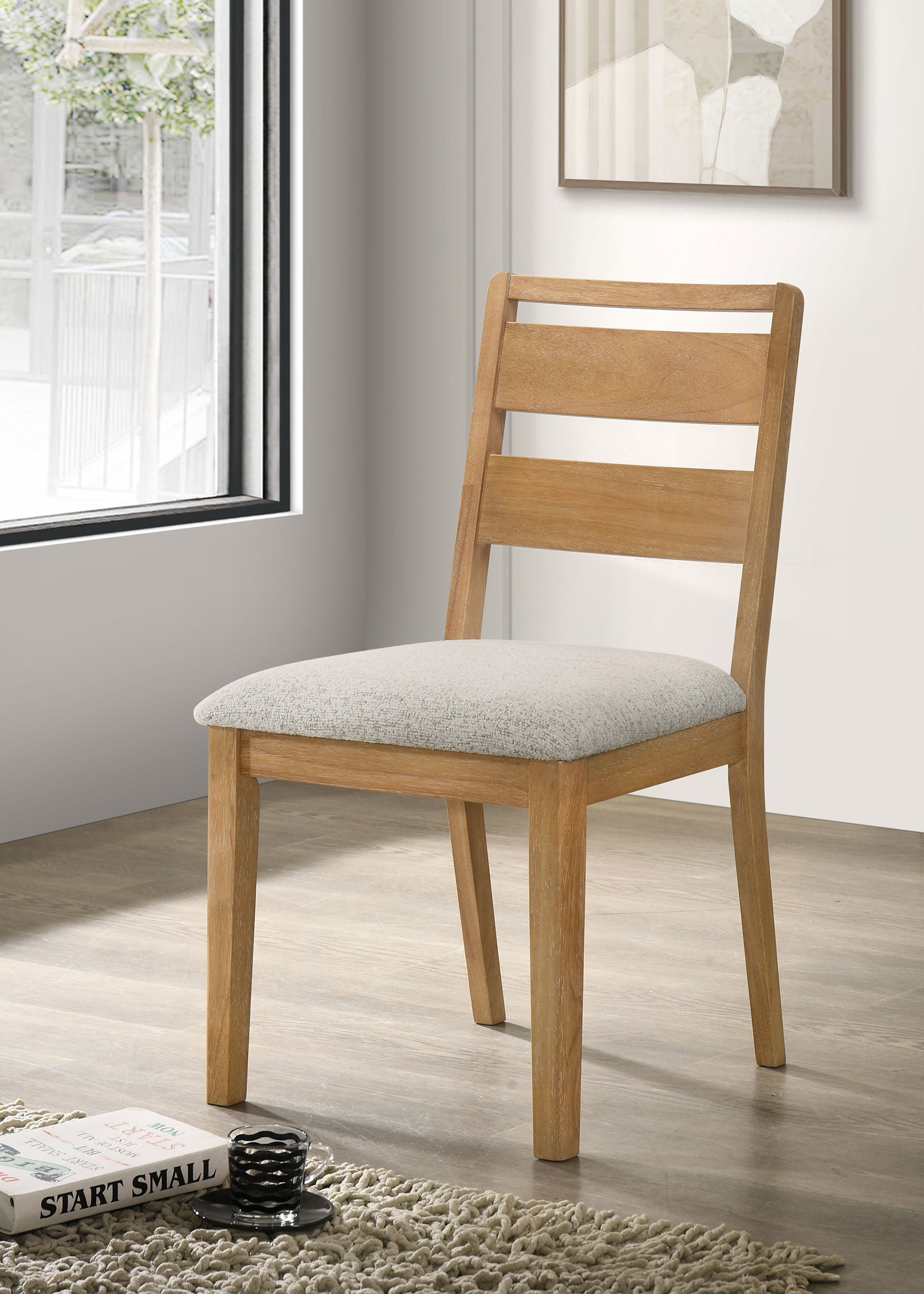 Duncan Ladder Back Dining Side Chair Washed Oak (Set of 2)-