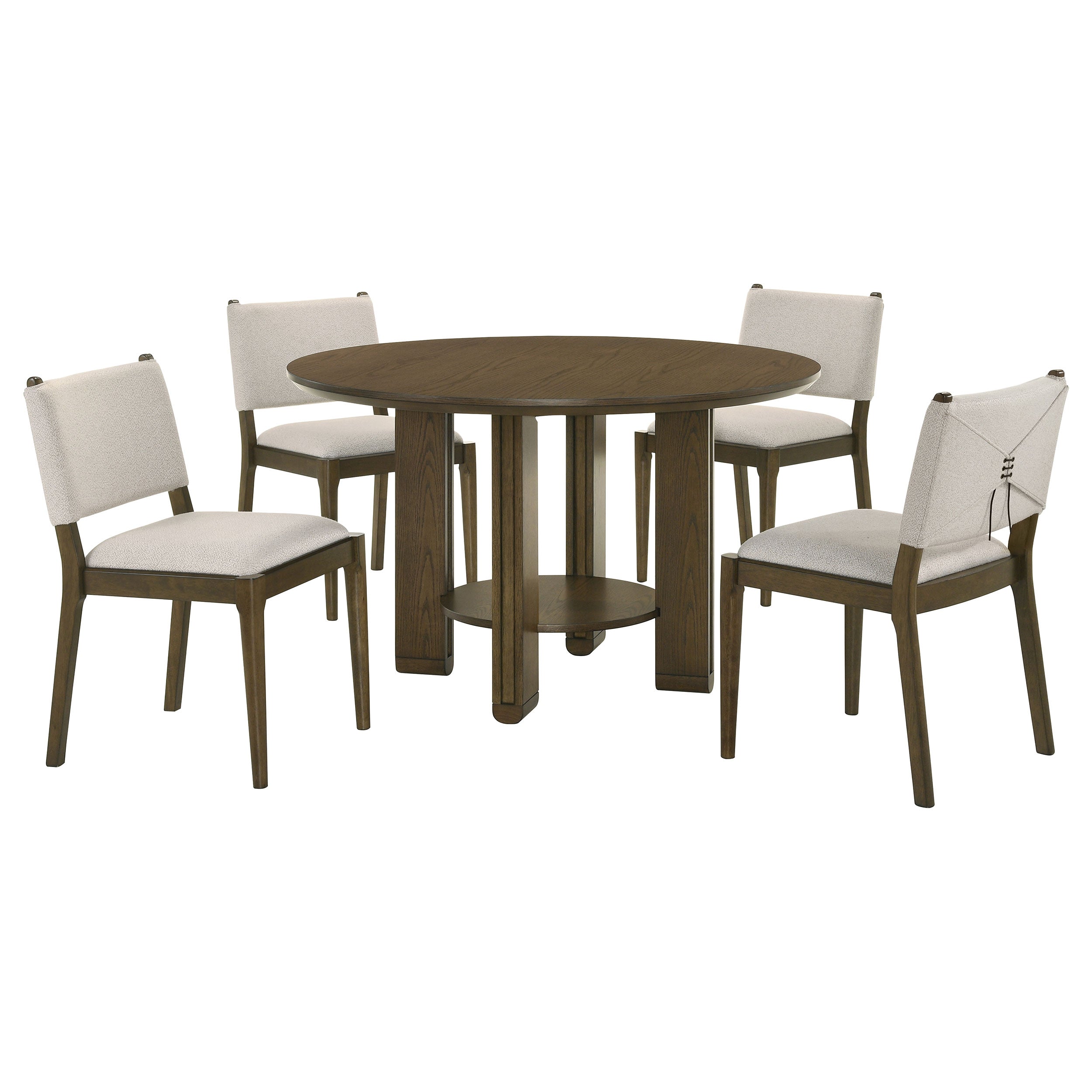 Ottowa 5-piece Round Wood Dining Room Table Set Brown-