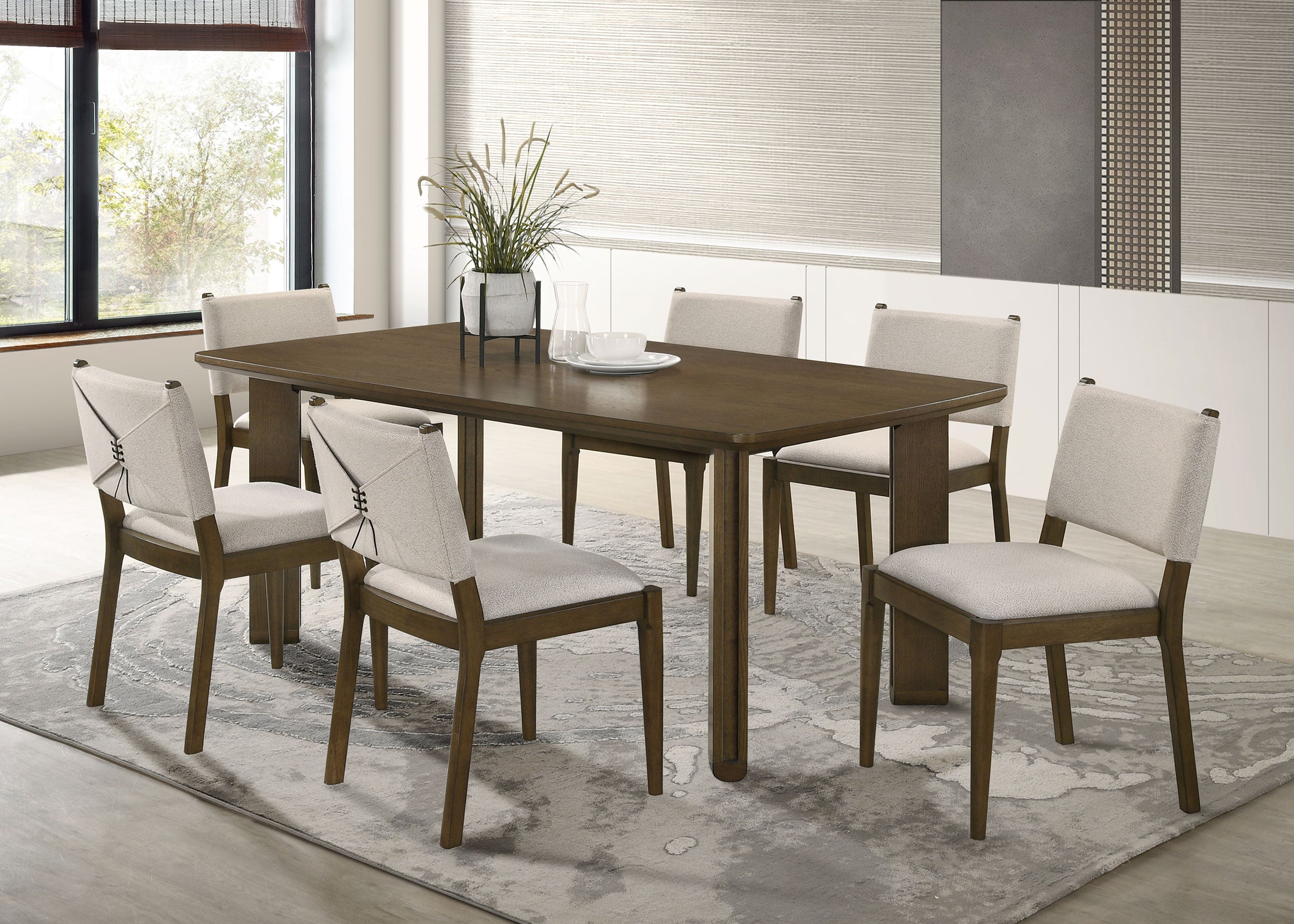 Ottowa 7-piece Rectangular Wood Dining Room Table Set Brown-