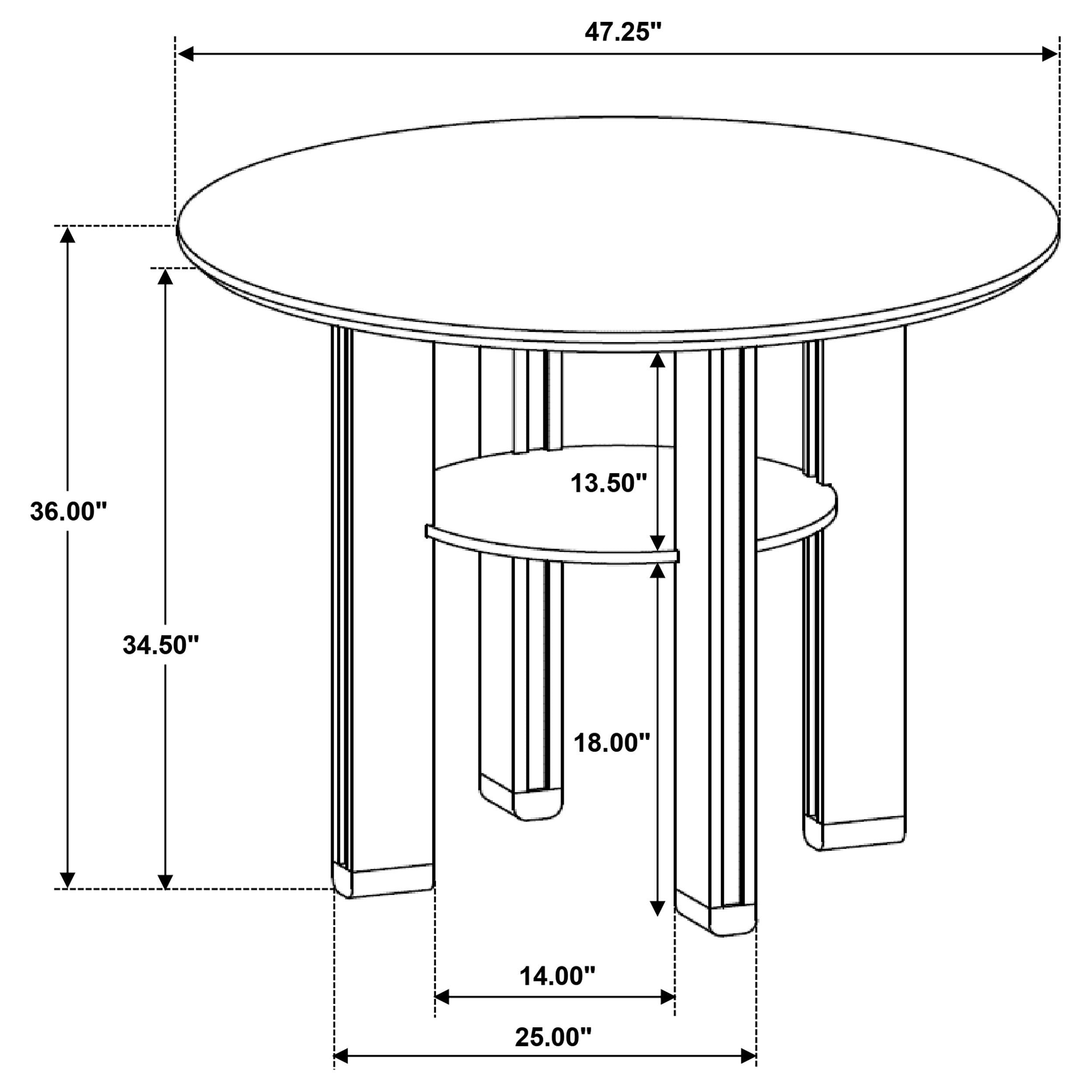 Ottowa 47-inch Round Counter Height Dining Table Brown-