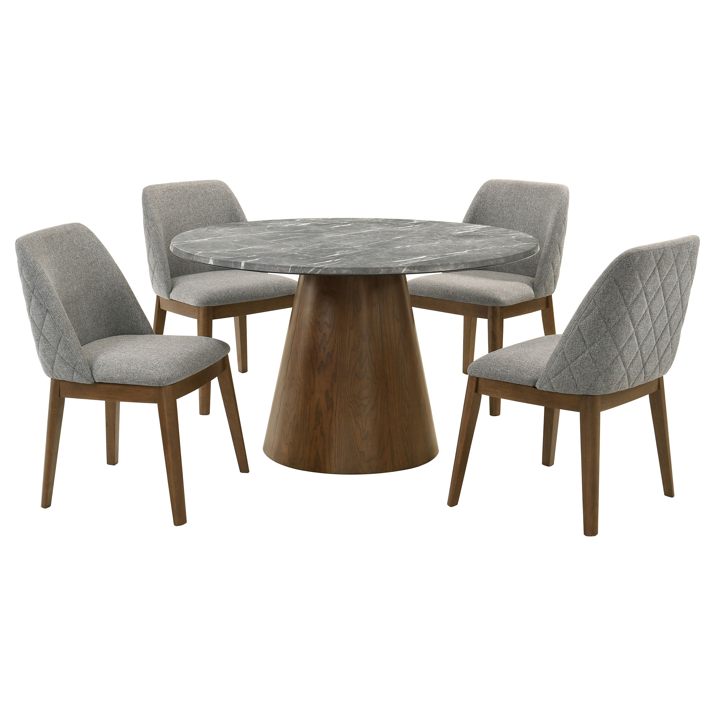 Franklin 5-piece 50-inch Round Dining Table Set Grey and Dark Oak-
