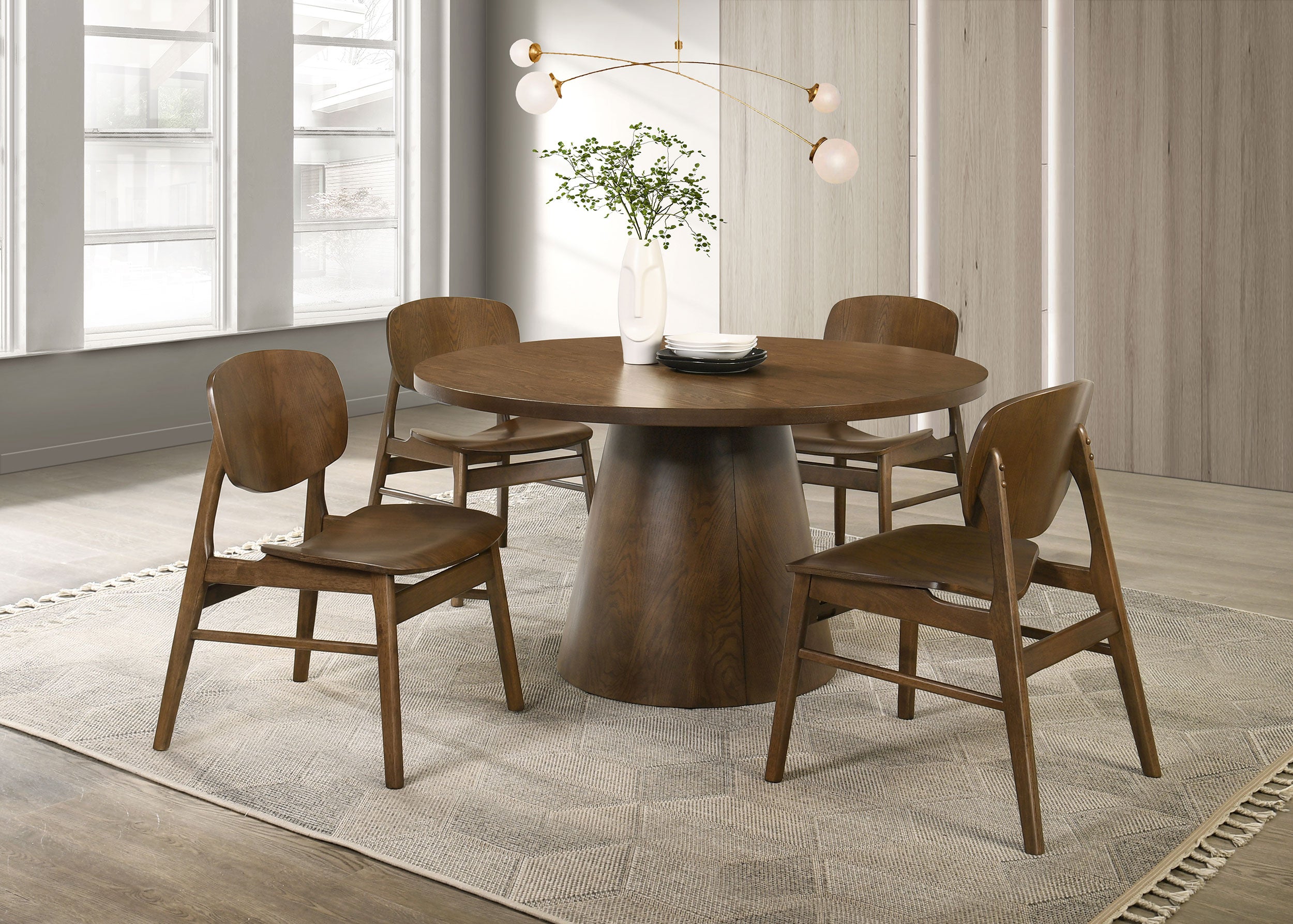 Franklin 5-piece 54-inch Round Dining Table Set Dark Brown-