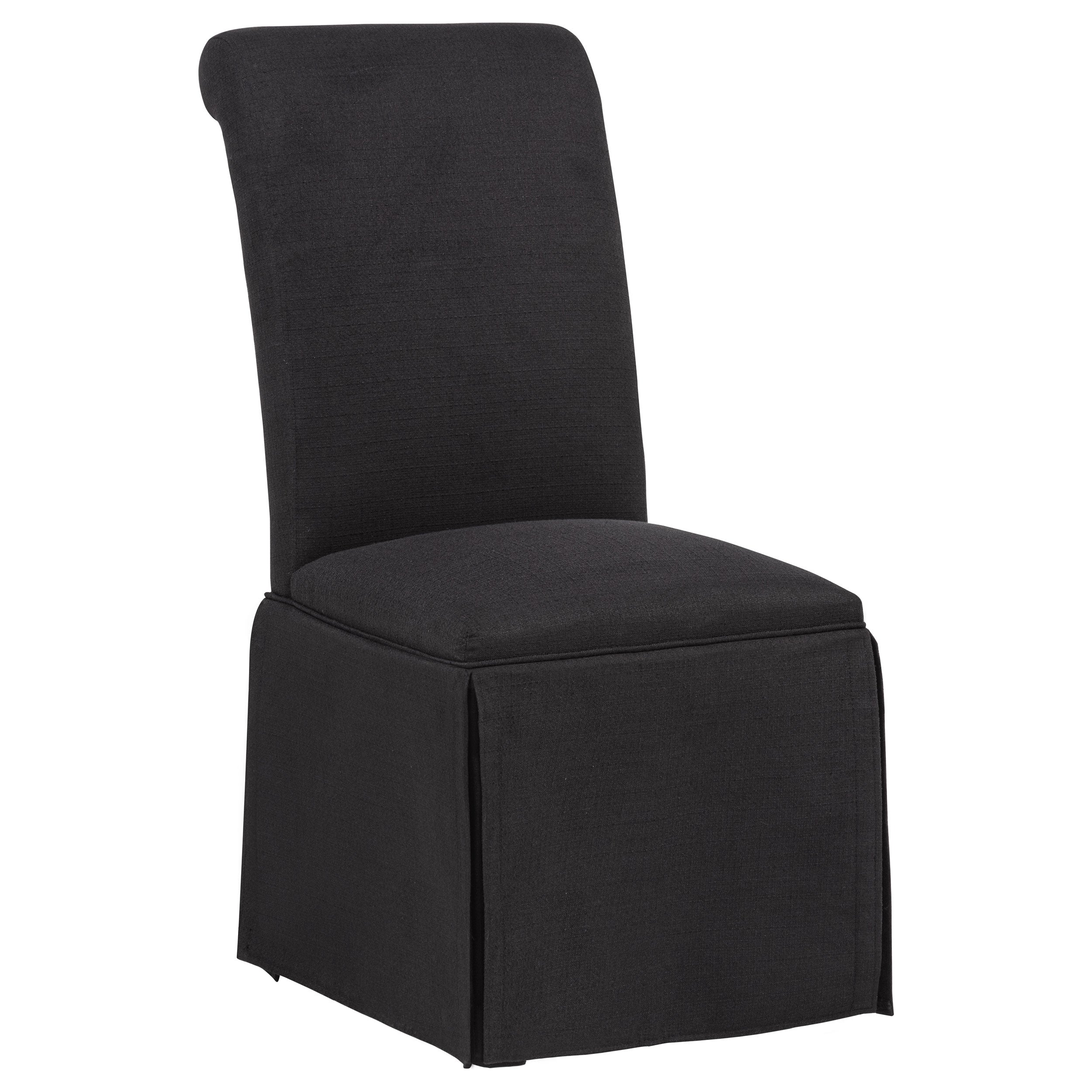 Shawna Upholstered Skirted Side Chair Black (Set of 2)-
